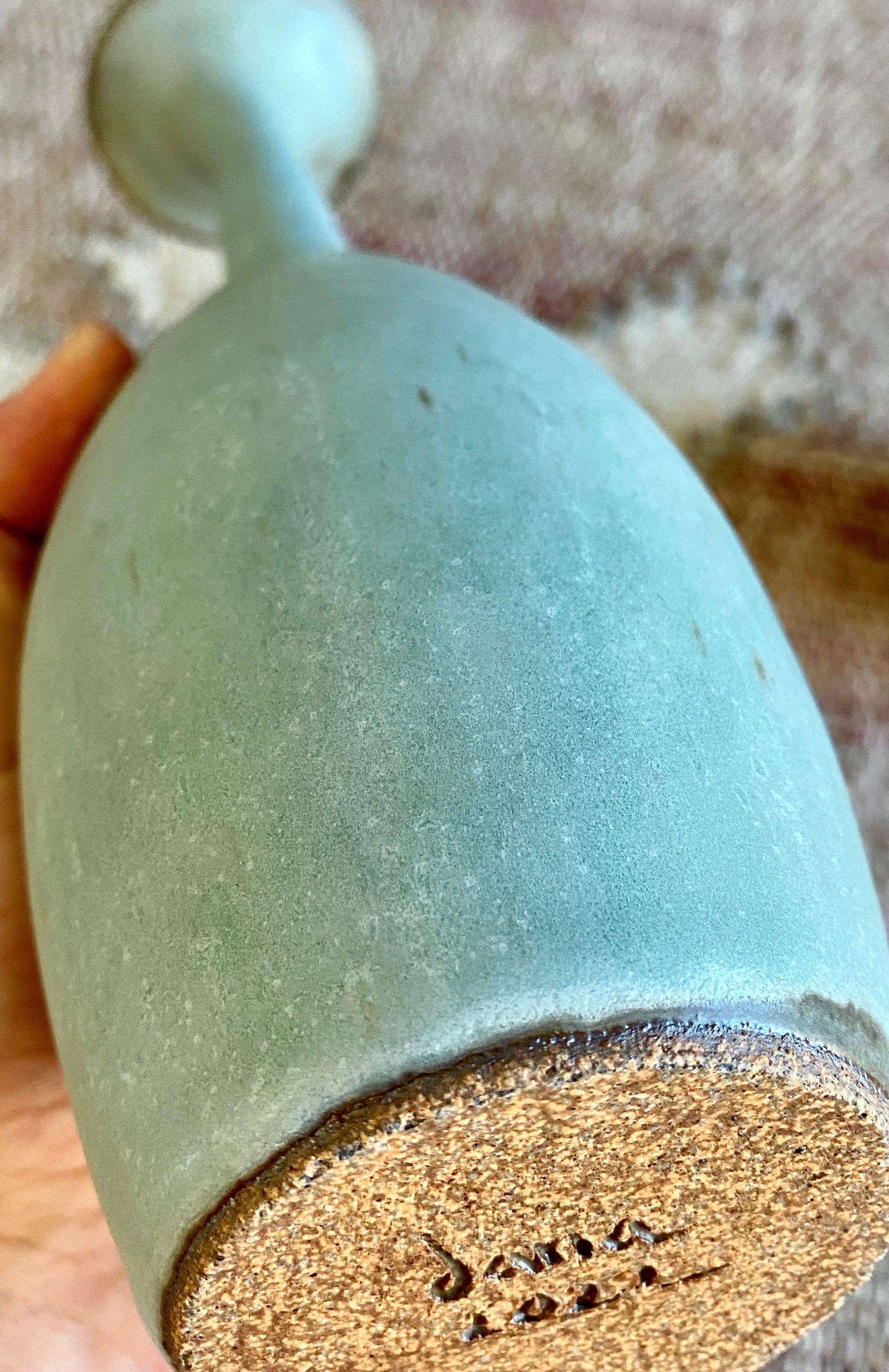Blue flared-neck tall decorative bottle No. 2 - Dana Chieco Studio
