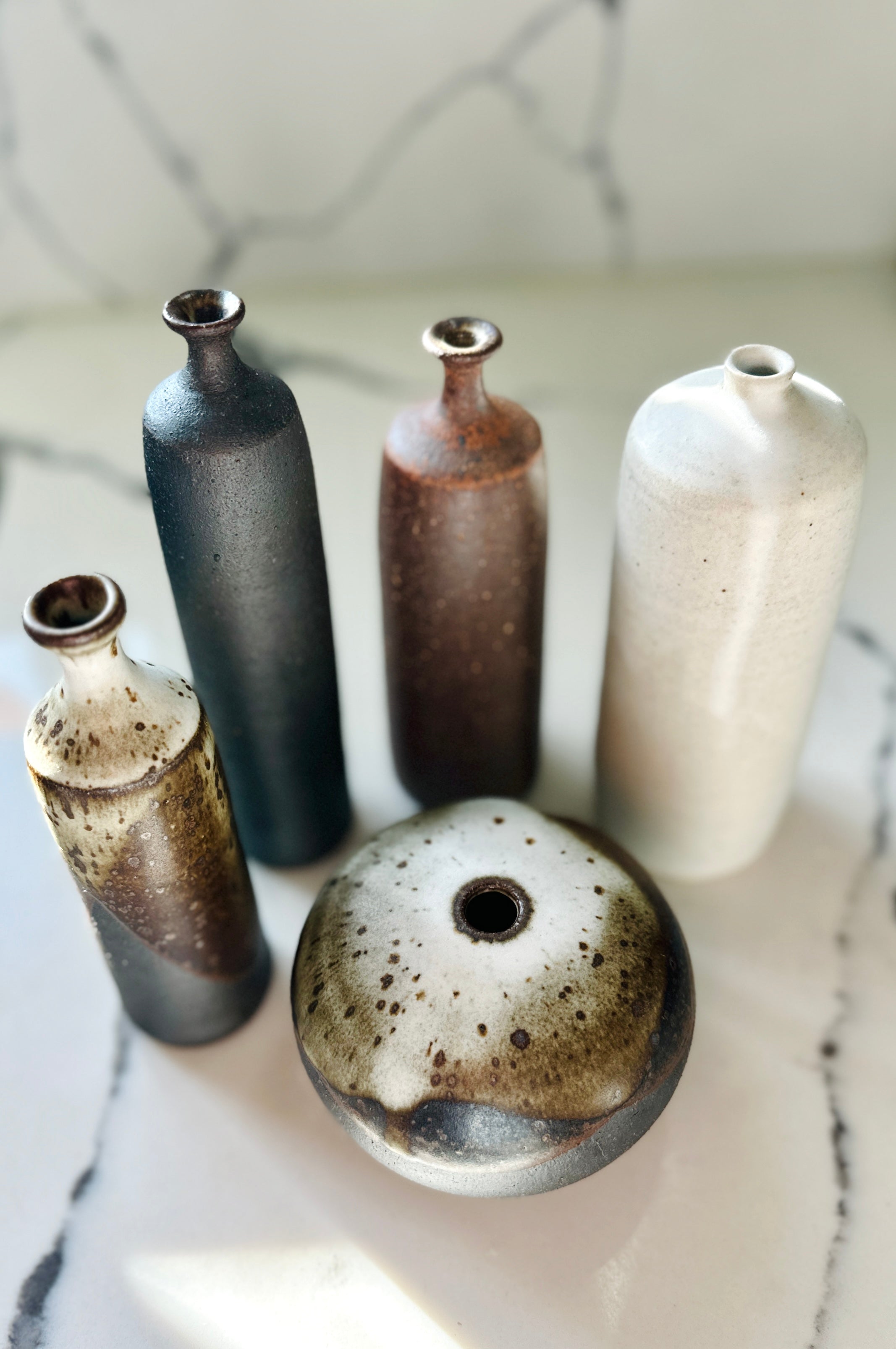 Black clay poured glaze slim vase