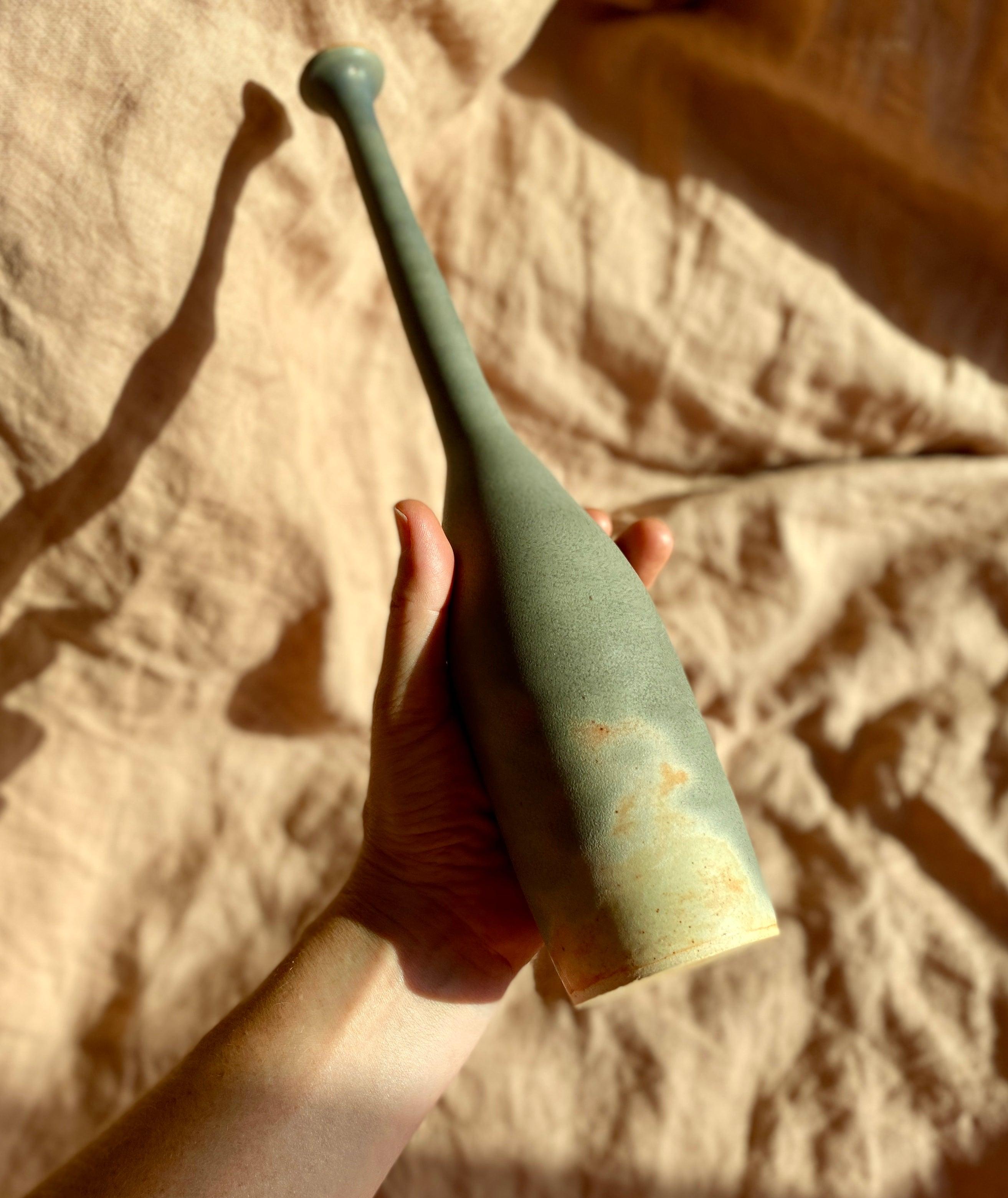 Gray and tan decorative bottle No. 1 - Dana Chieco Studio