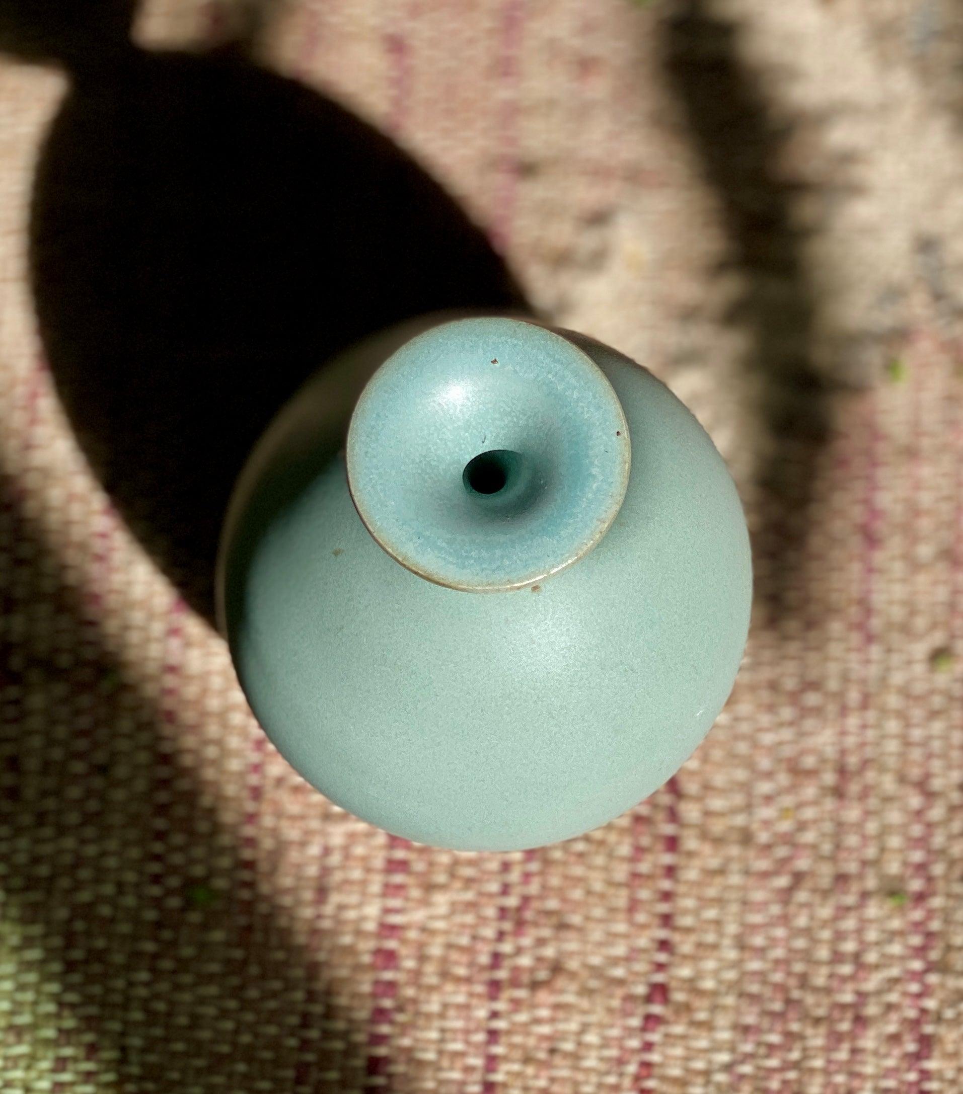 Blue flared-neck decorative bottle No. 3 - Dana Chieco Studio
