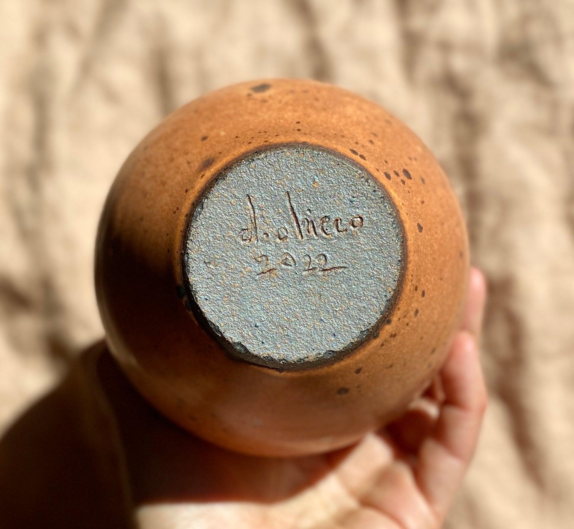 Pink/peach speckled bottle neck vase No. 6 - Dana Chieco Studio