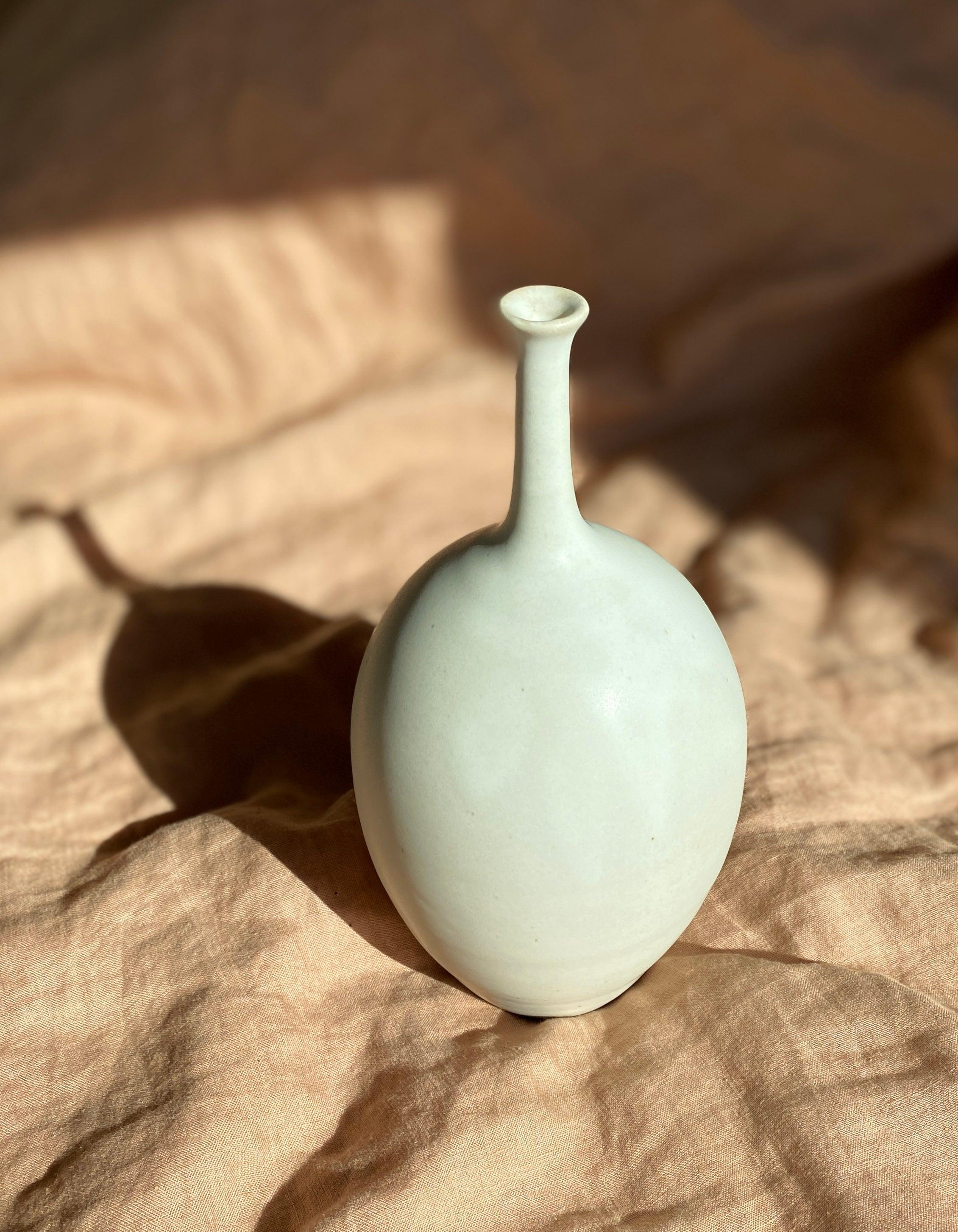 Matte white bottle-neck decorative vase No. 15 - Dana Chieco Studio