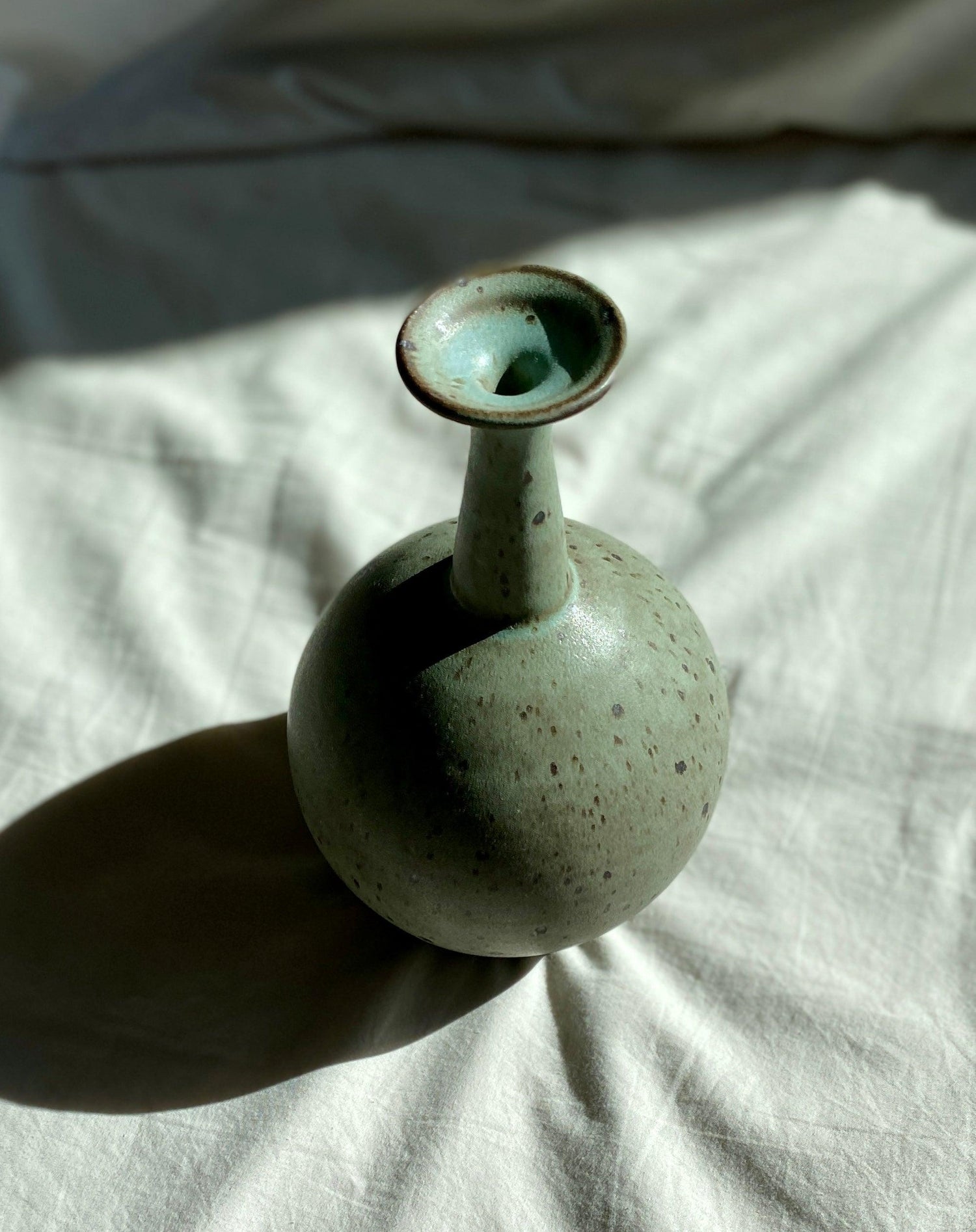 Blue speckled bottle-neck vase No. 9 - Dana Chieco Studio