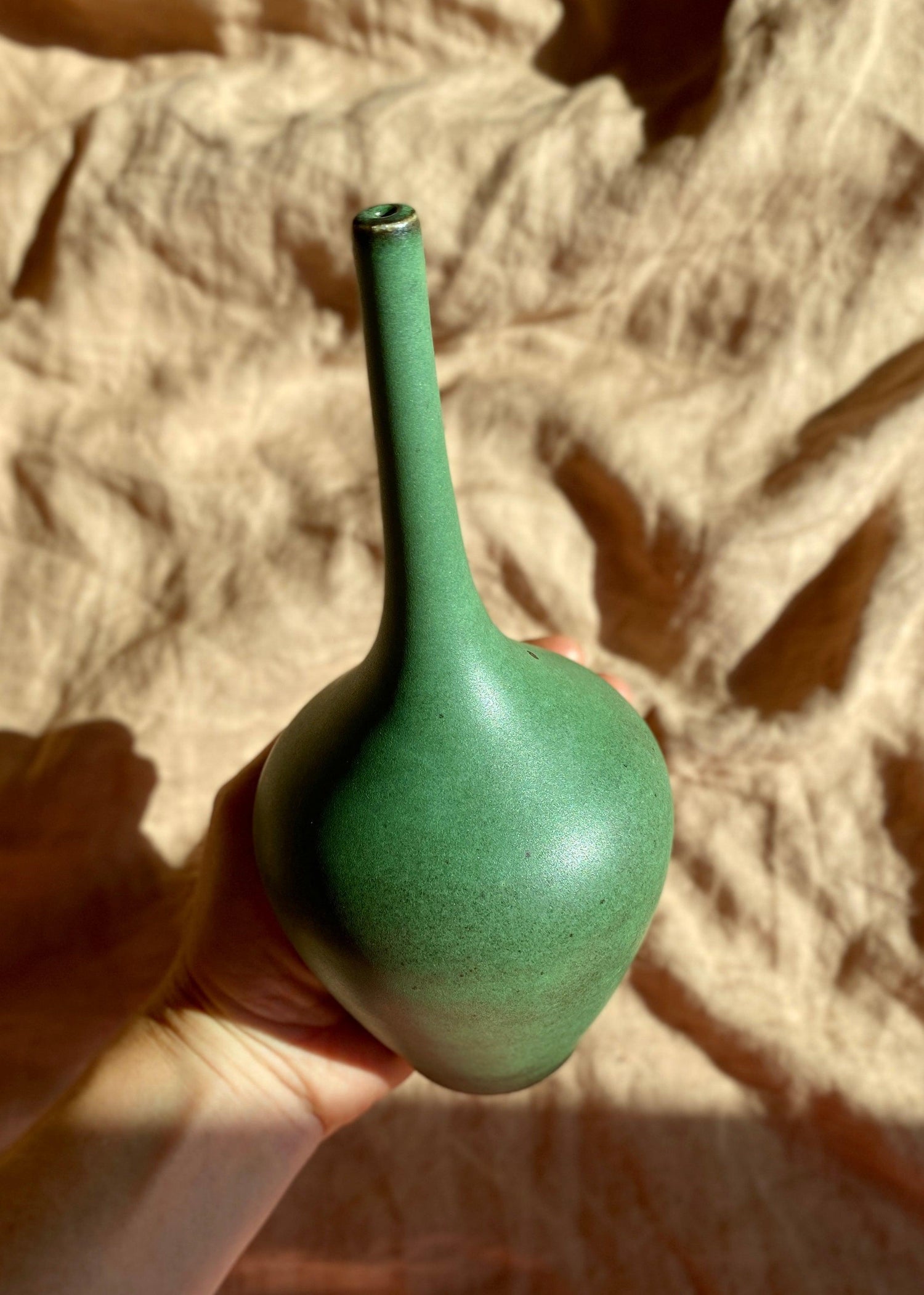 Green decorative skinny-neck vase No. 5 - Dana Chieco Studio