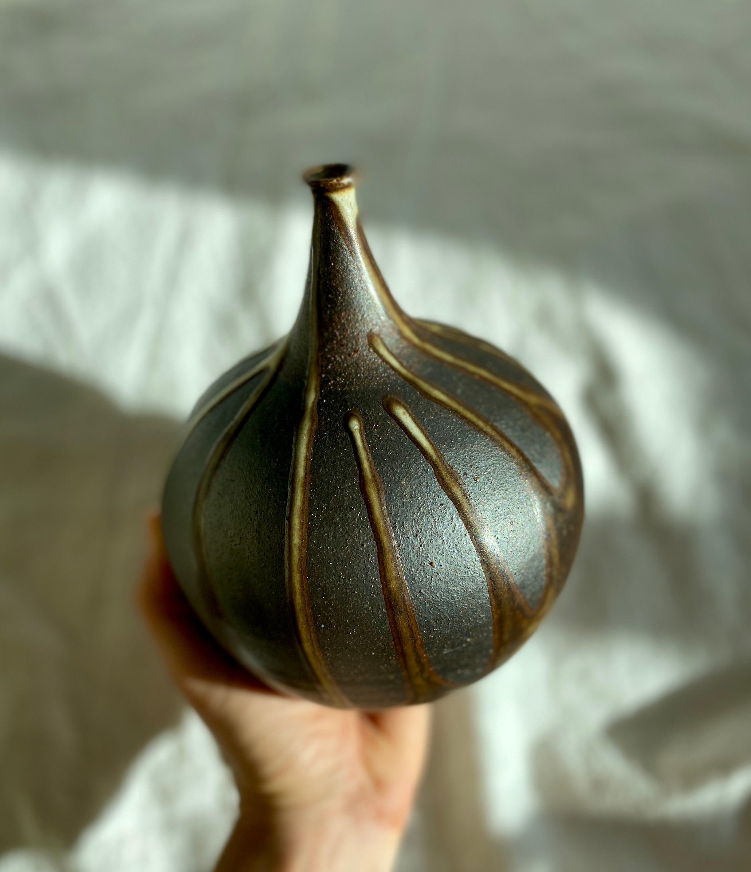 Poured glaze on black clay no. 2 - Dana Chieco Studio