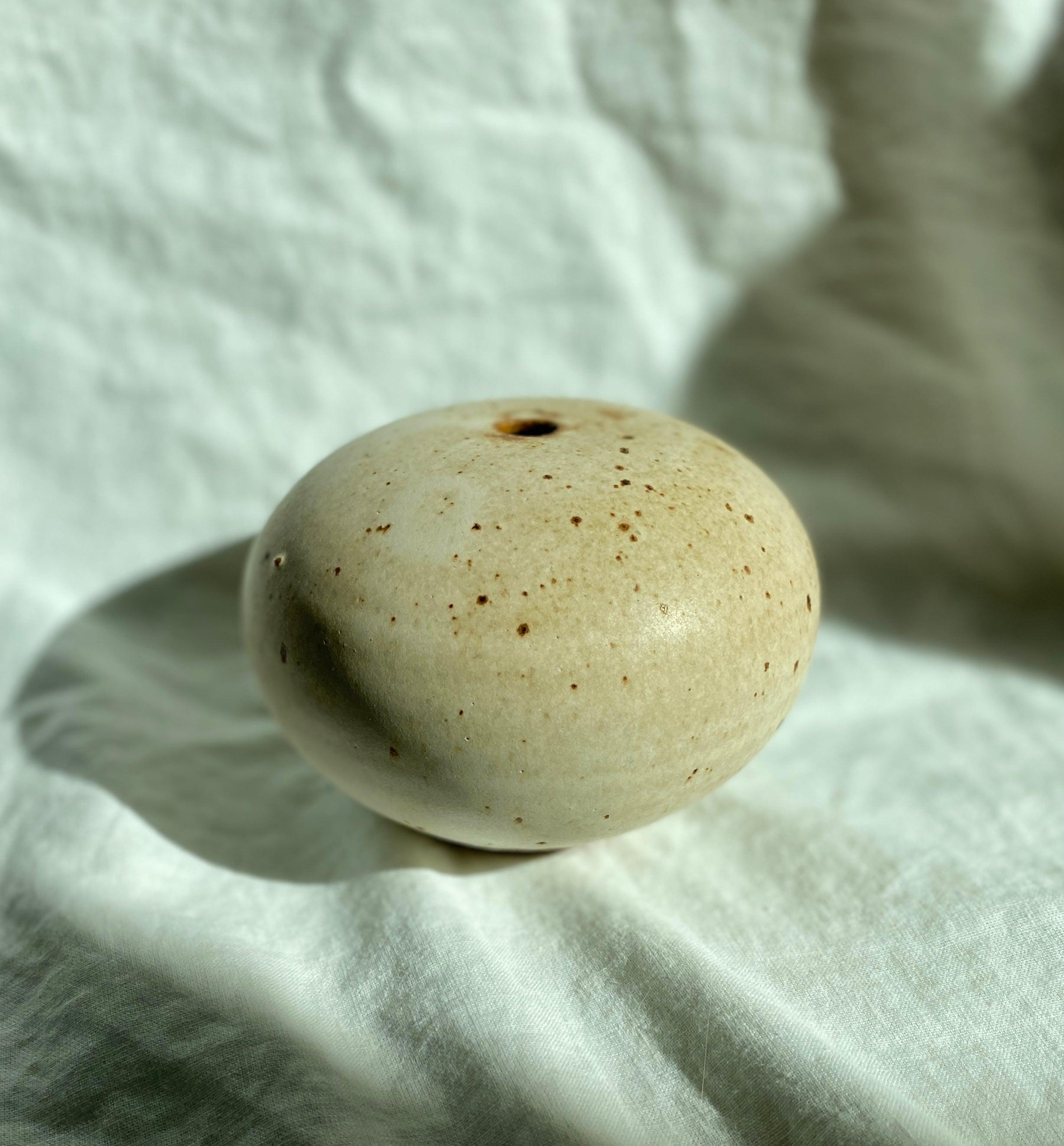 Warm satin white speckled vessel no. 3 - Dana Chieco Studio