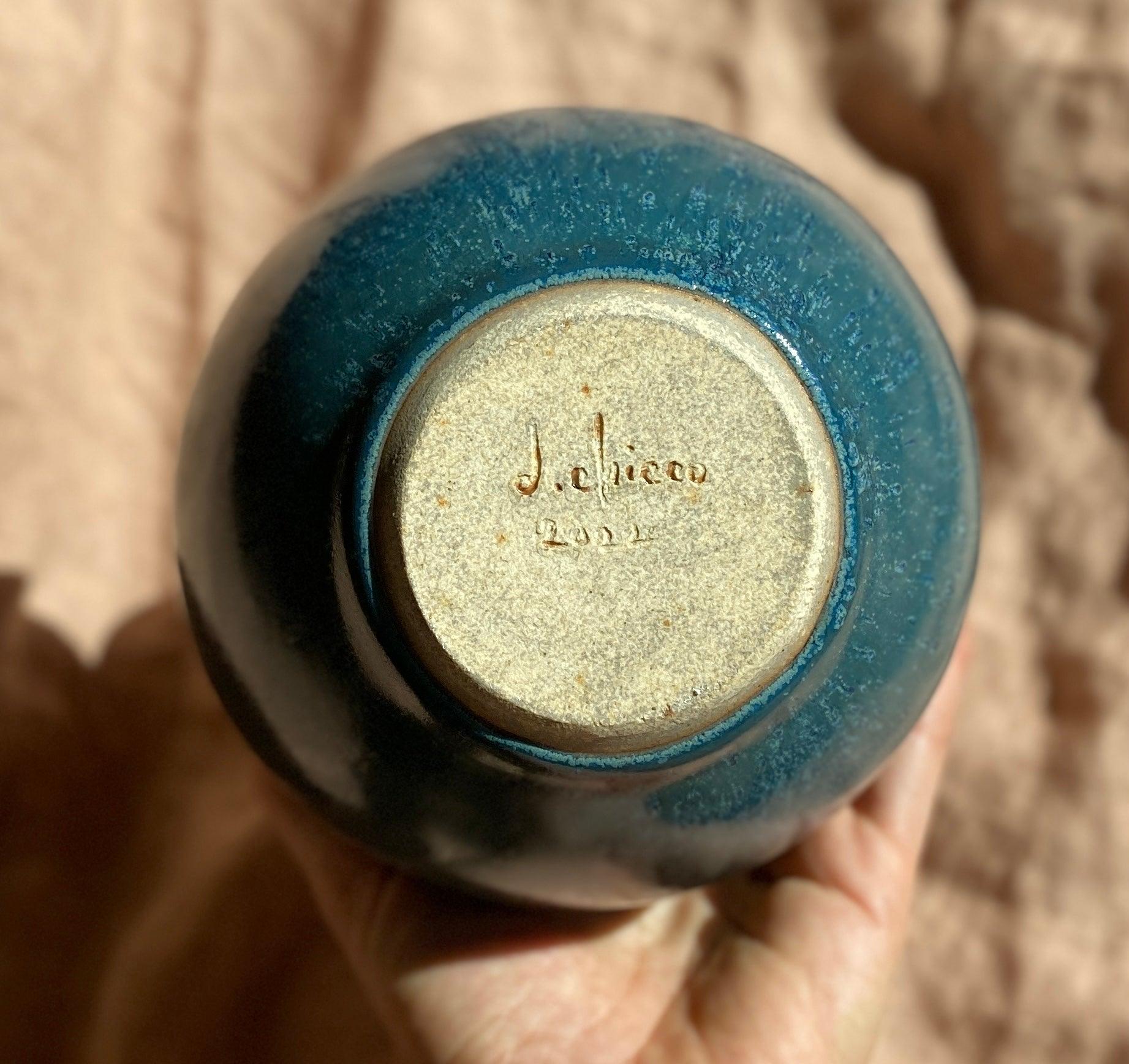 Blue and celadon medium vase - Dana Chieco Studio