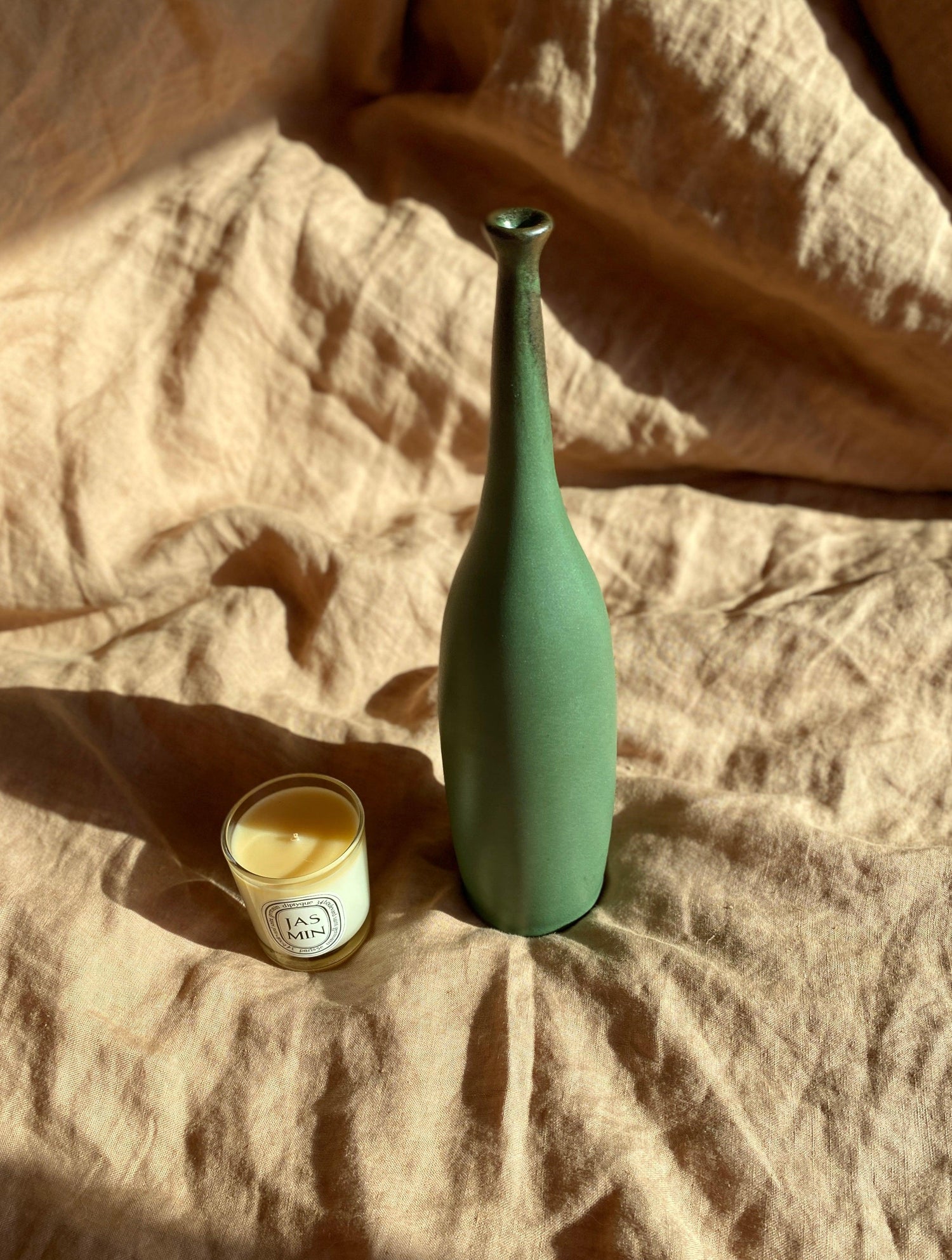 Green decorative bottle No. 12 - Dana Chieco Studio