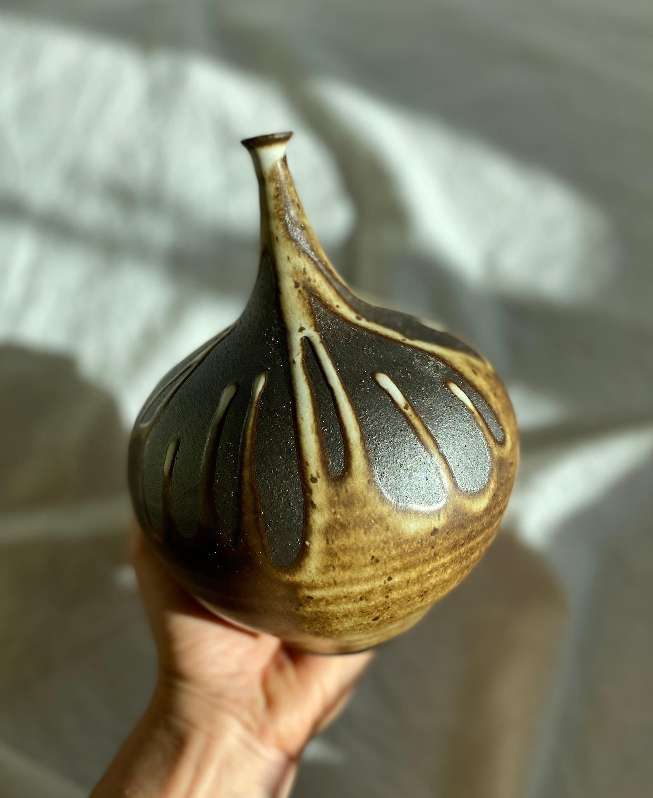 Poured glaze on black clay no. 3 - Dana Chieco Studio