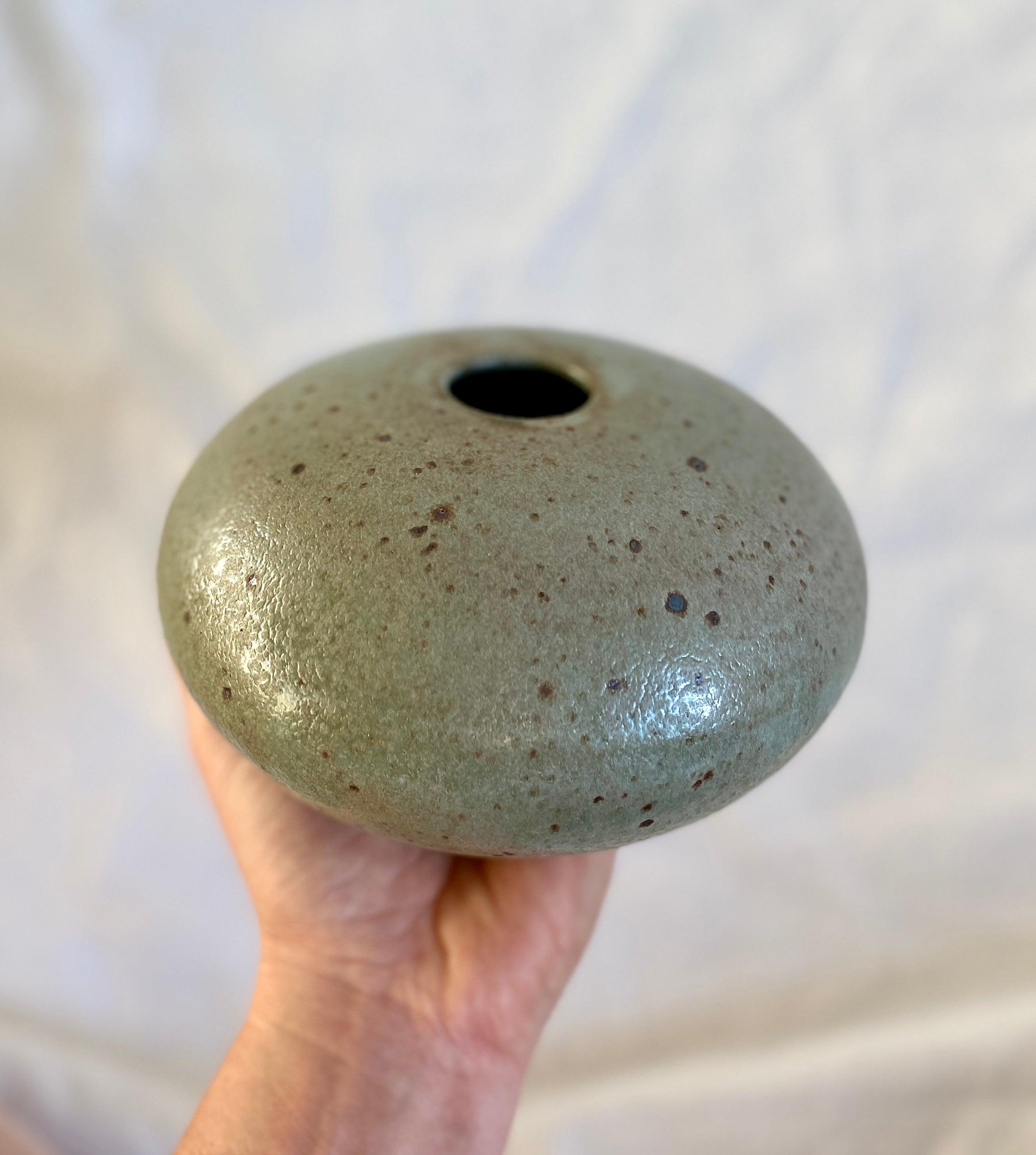 Blue speckled wide vessel - Dana Chieco Studio