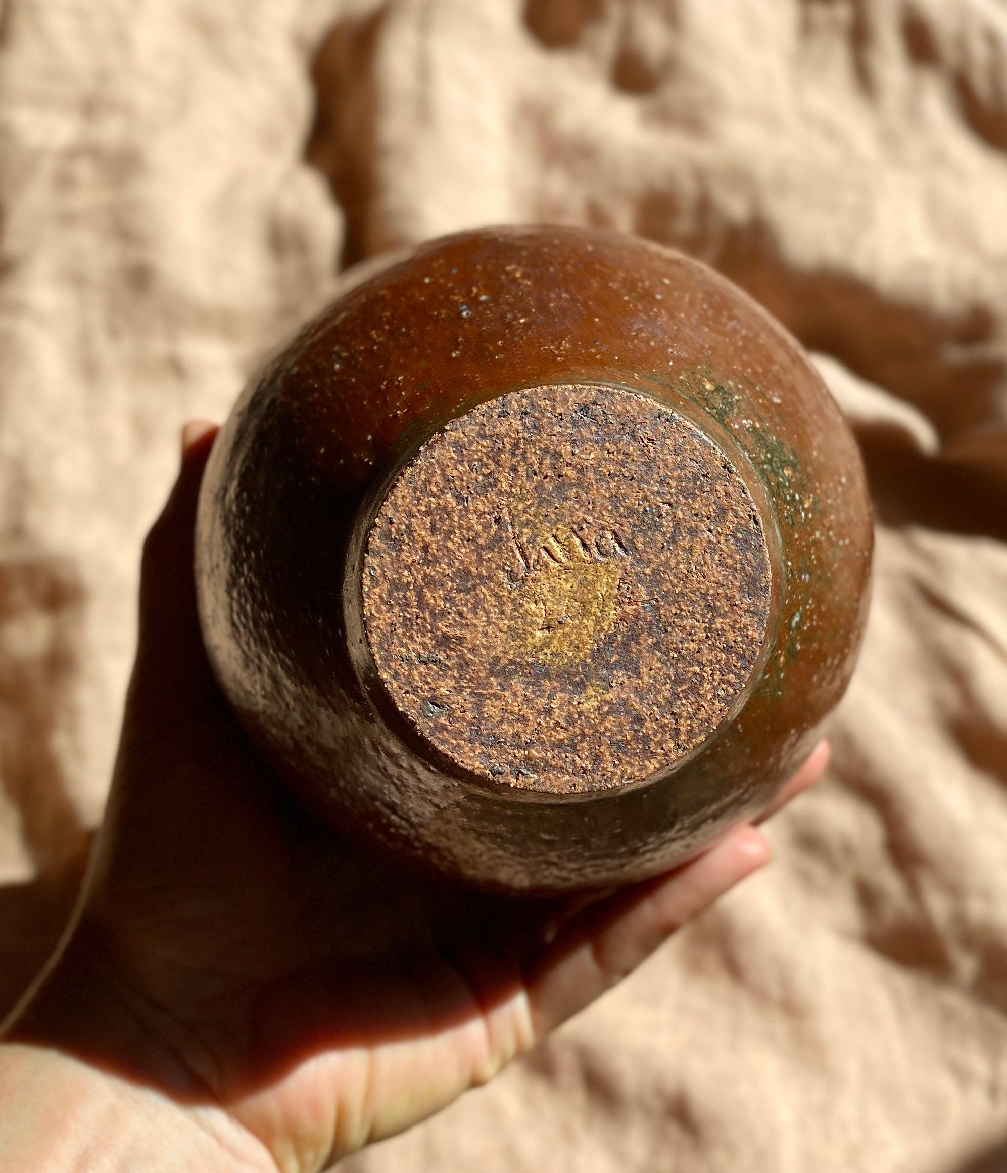 Celadon skinny neck vase made with red clay - Dana Chieco Studio