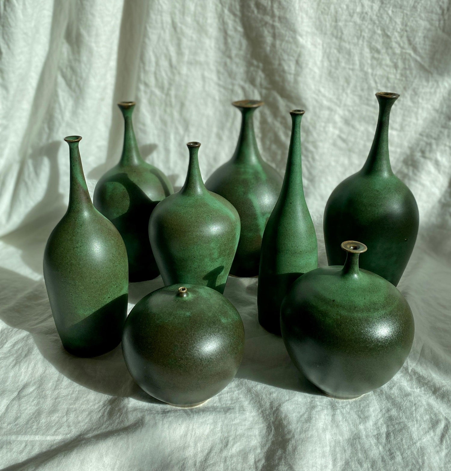 Green wide tiny neck vessel no. 24 - Dana Chieco Studio