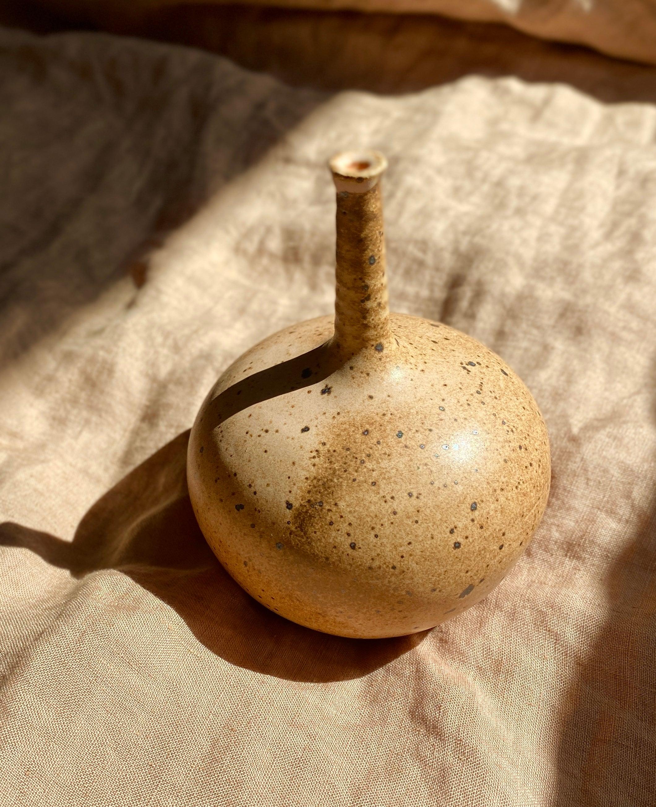 Pink/peach speckled skinny neck vase No. 4 - Dana Chieco Studio