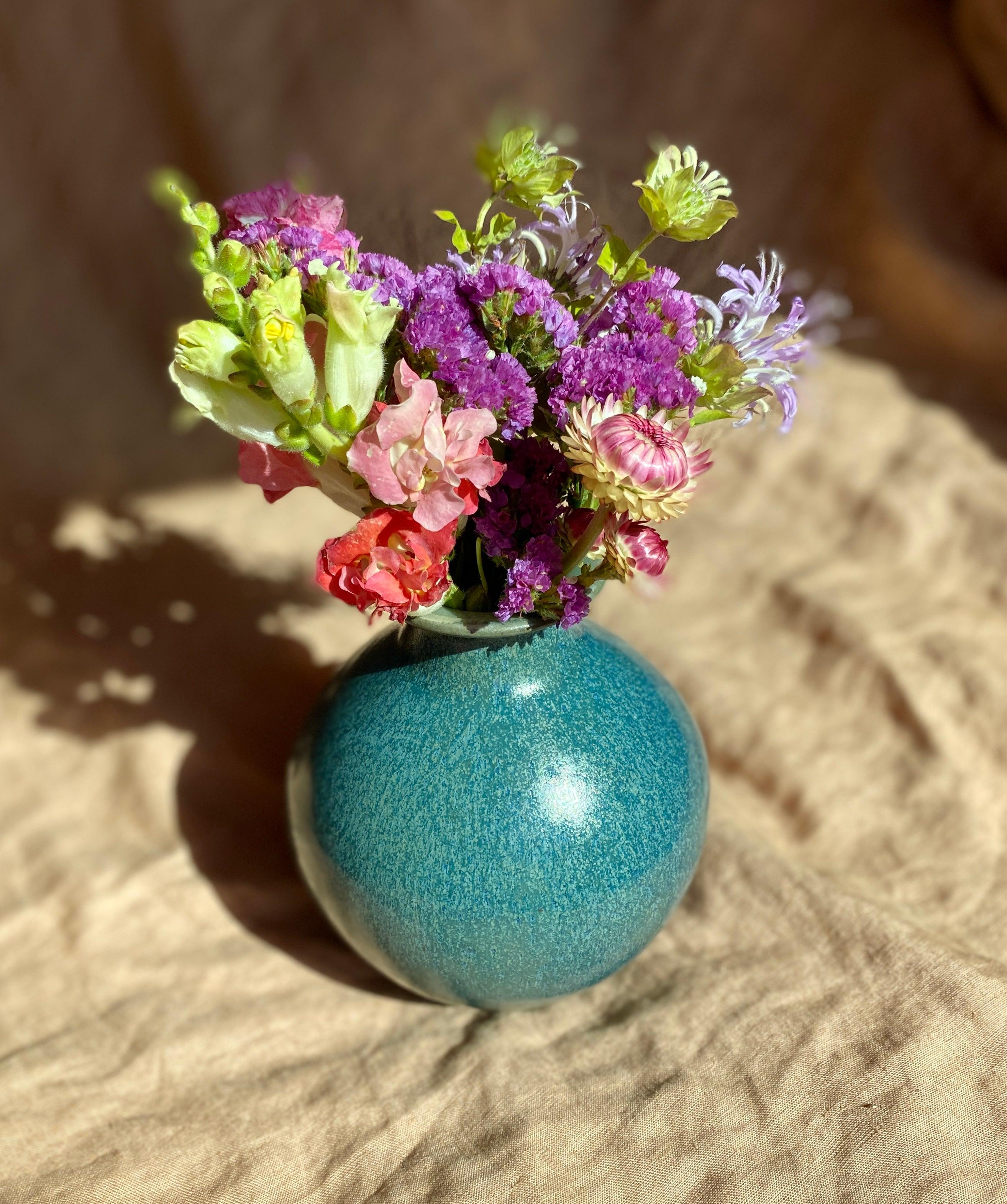 Blue and celadon medium vase - Dana Chieco Studio