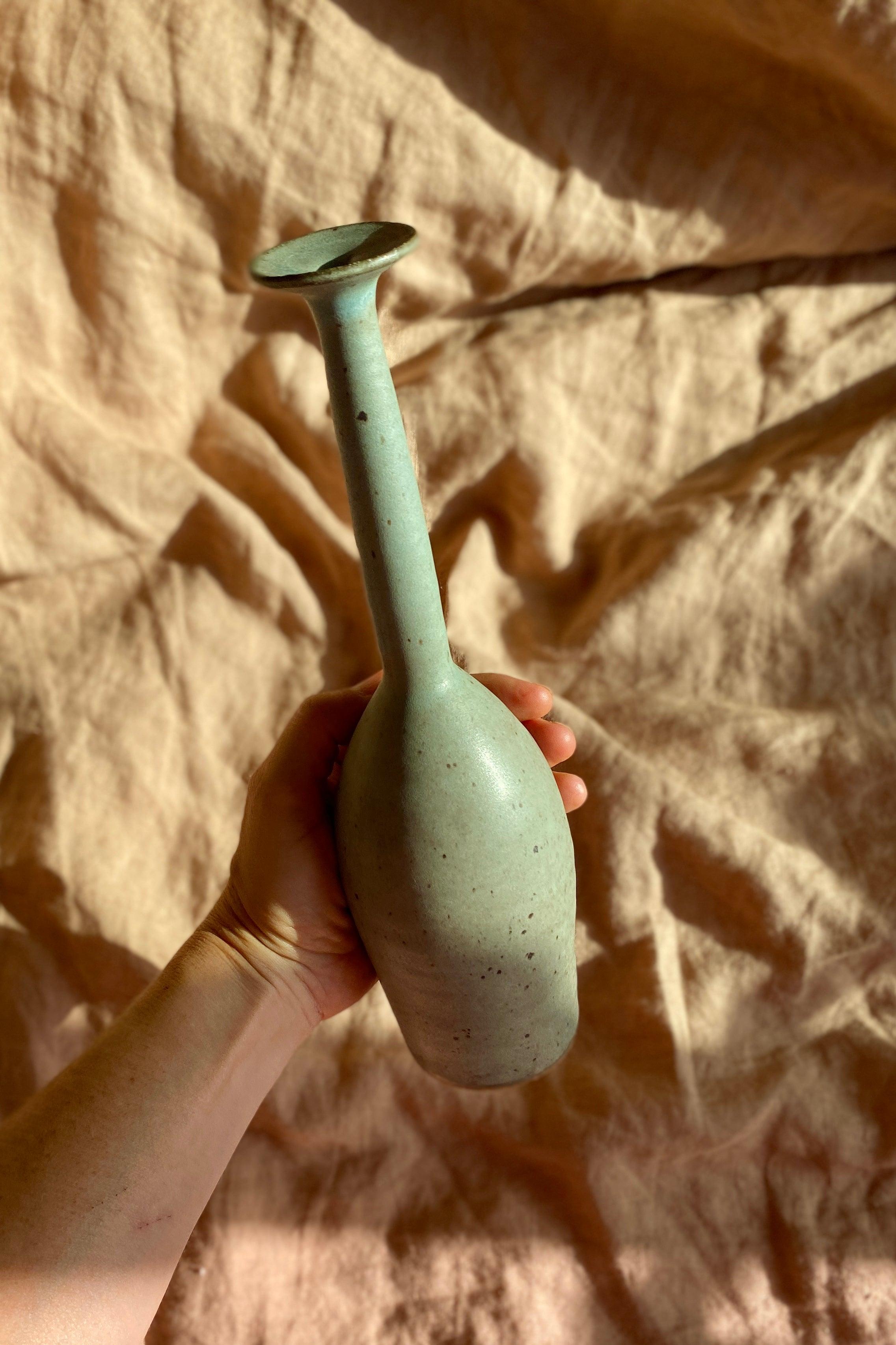 Blue speckled decorative bottle No. 4 - Dana Chieco Studio