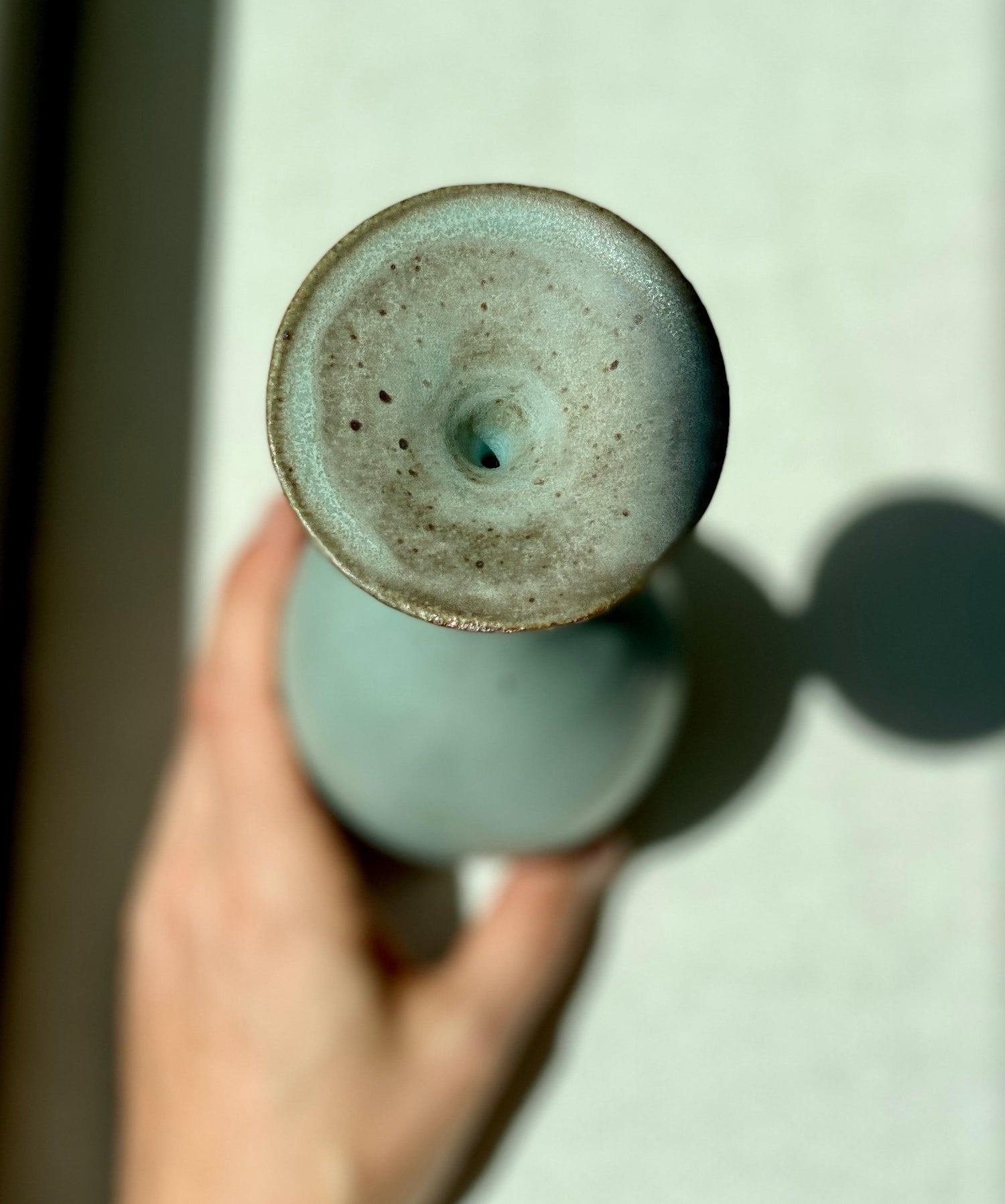 Blue flared-neck tall decorative bottle No. 2 - Dana Chieco Studio
