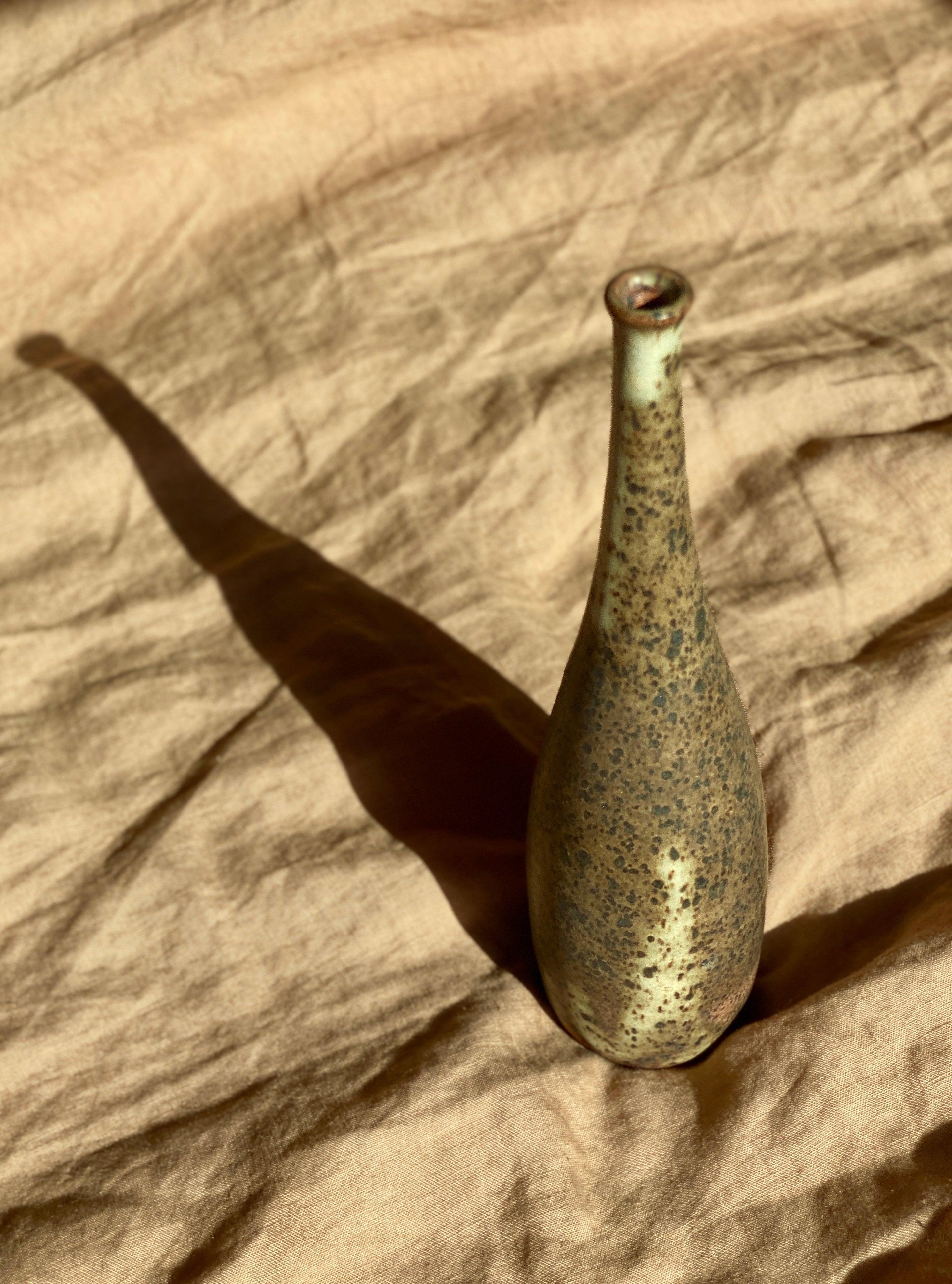 Matte white speckled decorative bottle No. 9 - Dana Chieco Studio