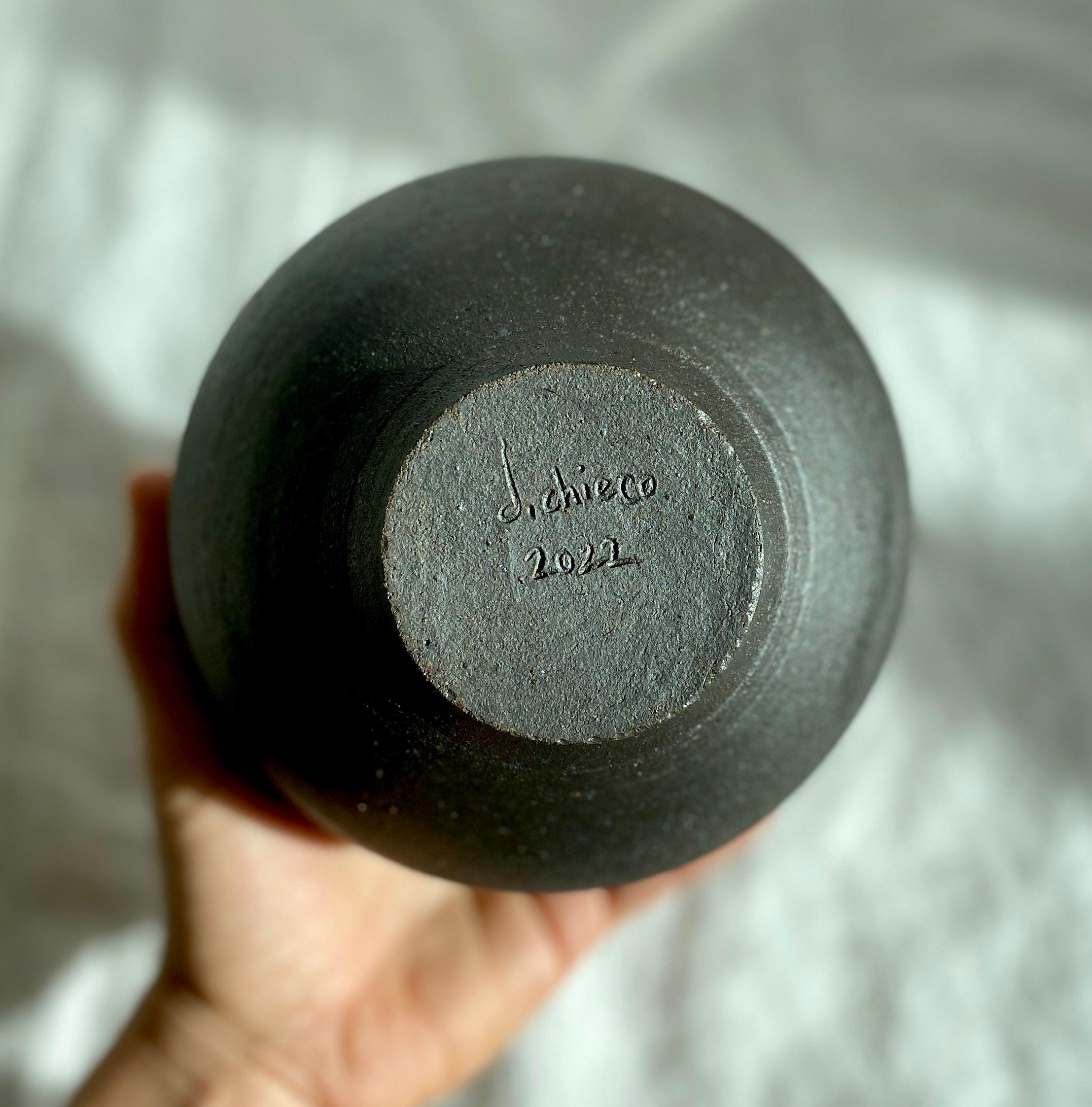 Black clay wide bottleneck no. 2 - Dana Chieco Studio