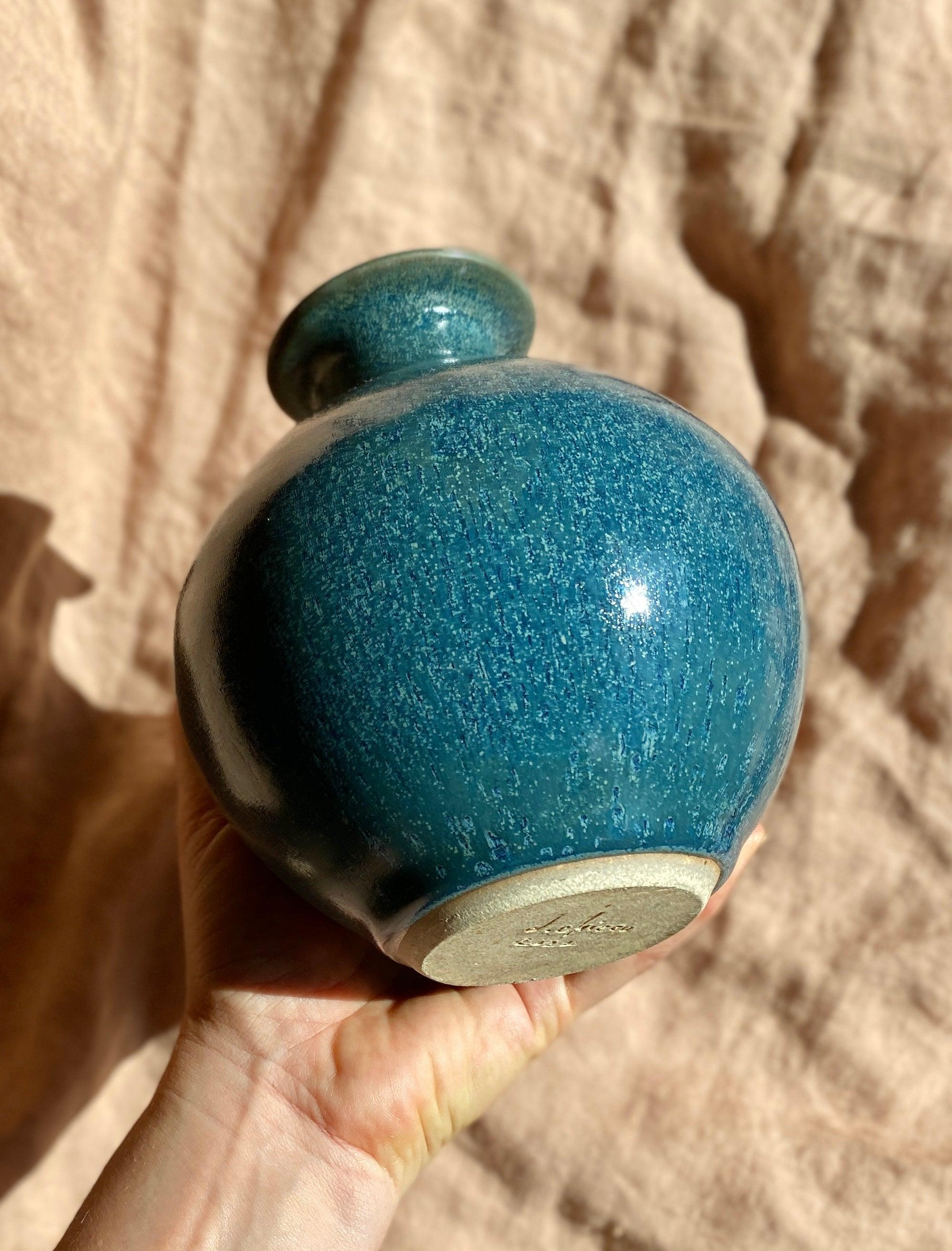 Blue and celadon medium vase - Dana Chieco Studio