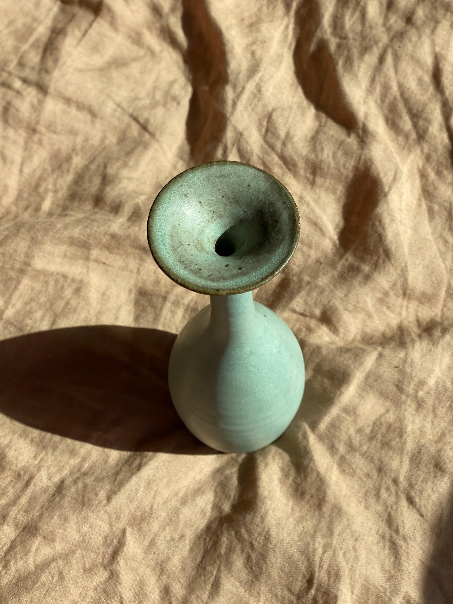 Blue flared-neck tall decorative bottle No. 2 - Dana Chieco Studio