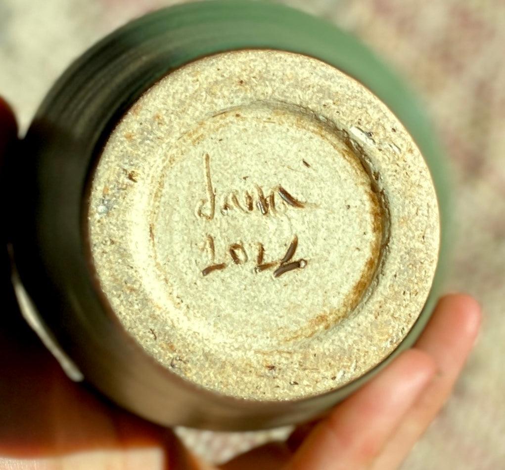 Green decorative bottle with flared-neck No. 1 - Dana Chieco Studio