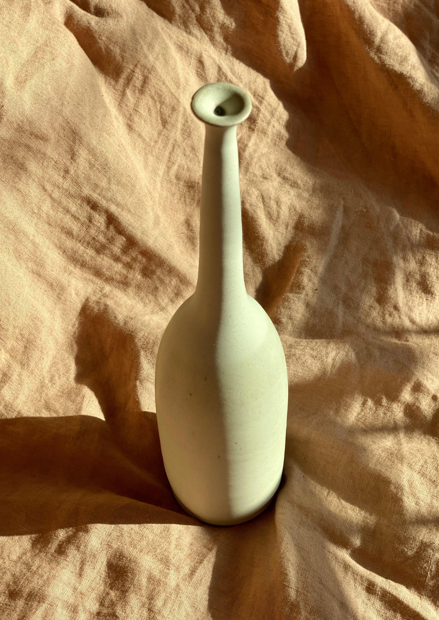 Matte white tall decorative bottle No. 4 - Dana Chieco Studio