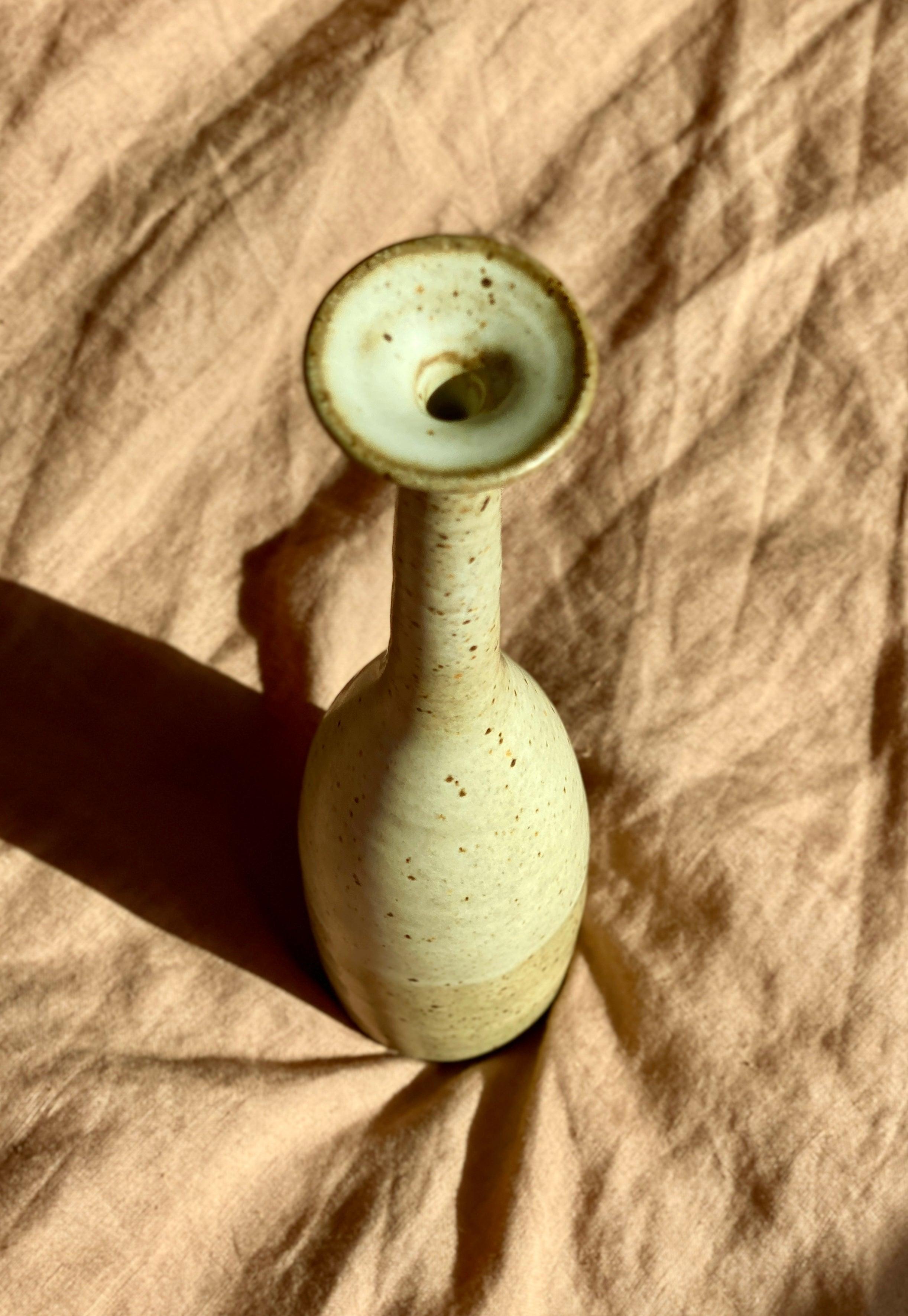 Matte white speckled tall decorative bottle No. 7 - Dana Chieco Studio