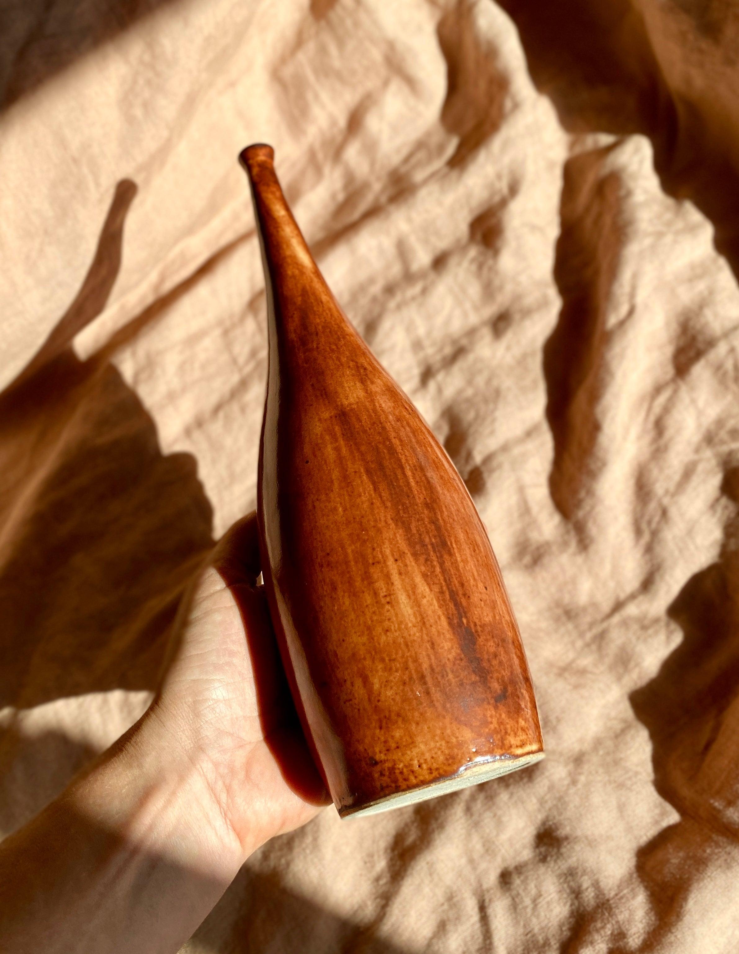 Shino decorative bottle brushed with iron oxide No. 12 - Dana Chieco Studio