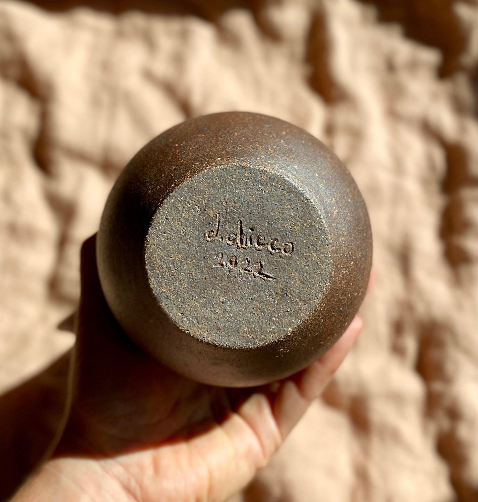 Shino and raw clay decorative vase with spout - Dana Chieco Studio
