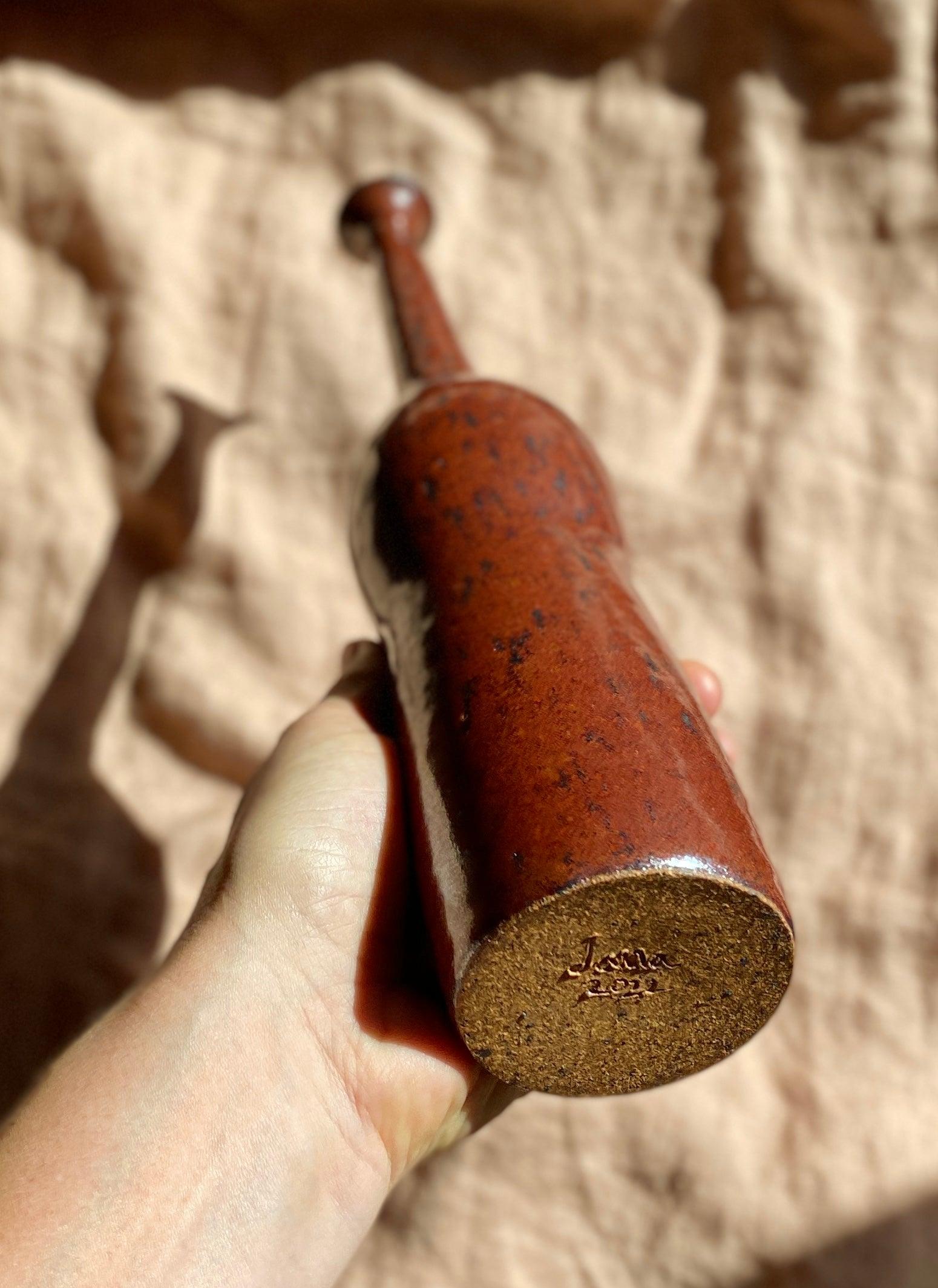 Red speckled decorative bottle No. 4 - Dana Chieco Studio