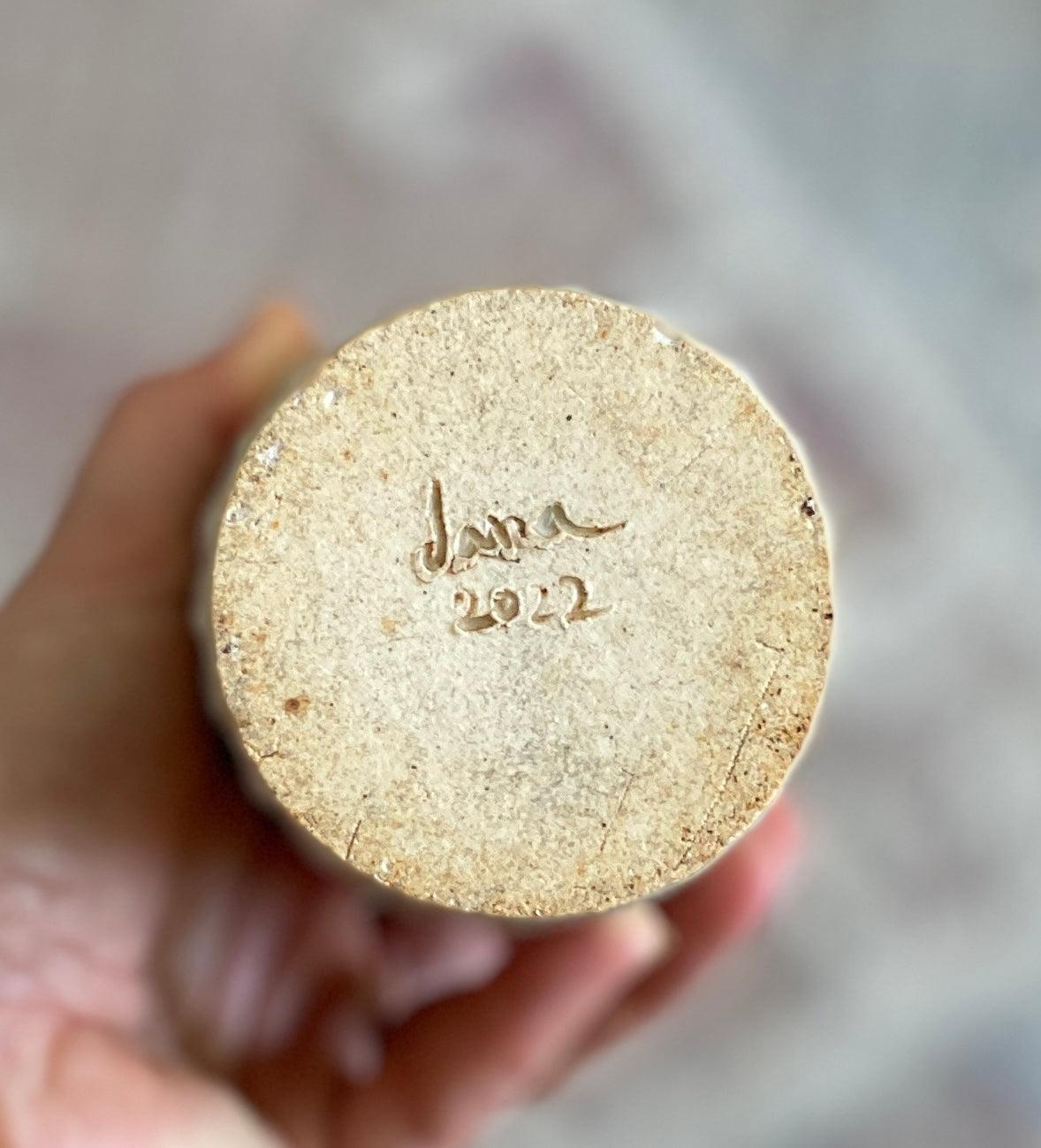Matte white tall carved decorative bottle No. 8 - Dana Chieco Studio