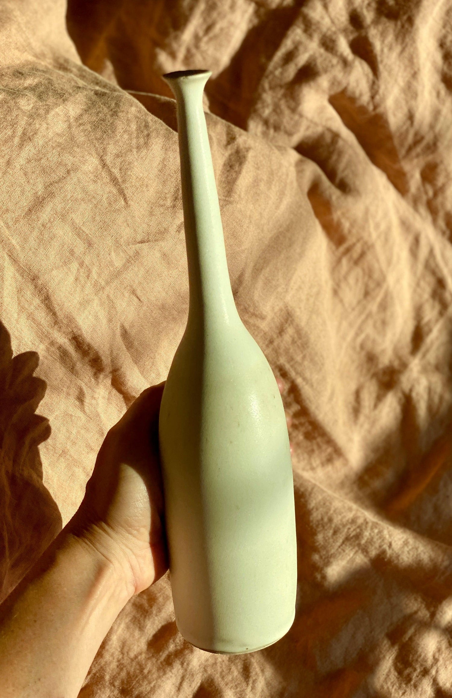 Matte white tall decorative bottle No. 4 - Dana Chieco Studio