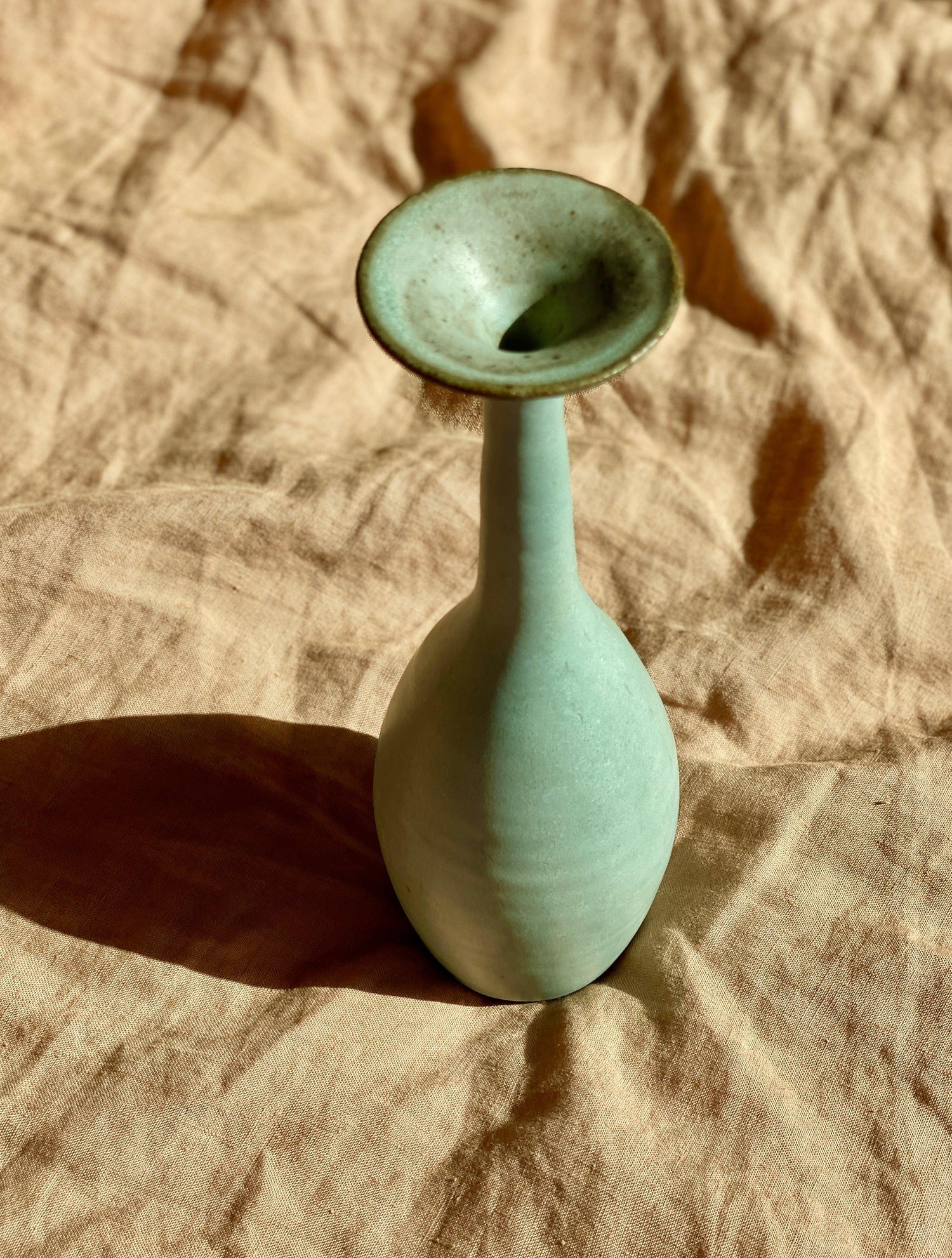 Blue flared-neck tall decorative bottle No. 2 - Dana Chieco Studio