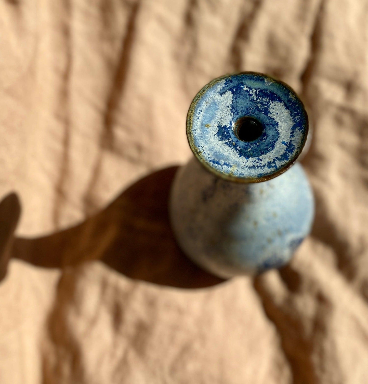 Frosty blue wide-flared bottle vase - Dana Chieco Studio