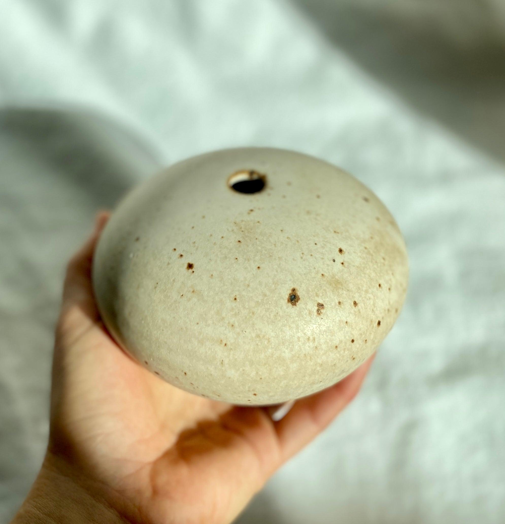 Warm satin white speckled vessel no. 1 - Dana Chieco Studio