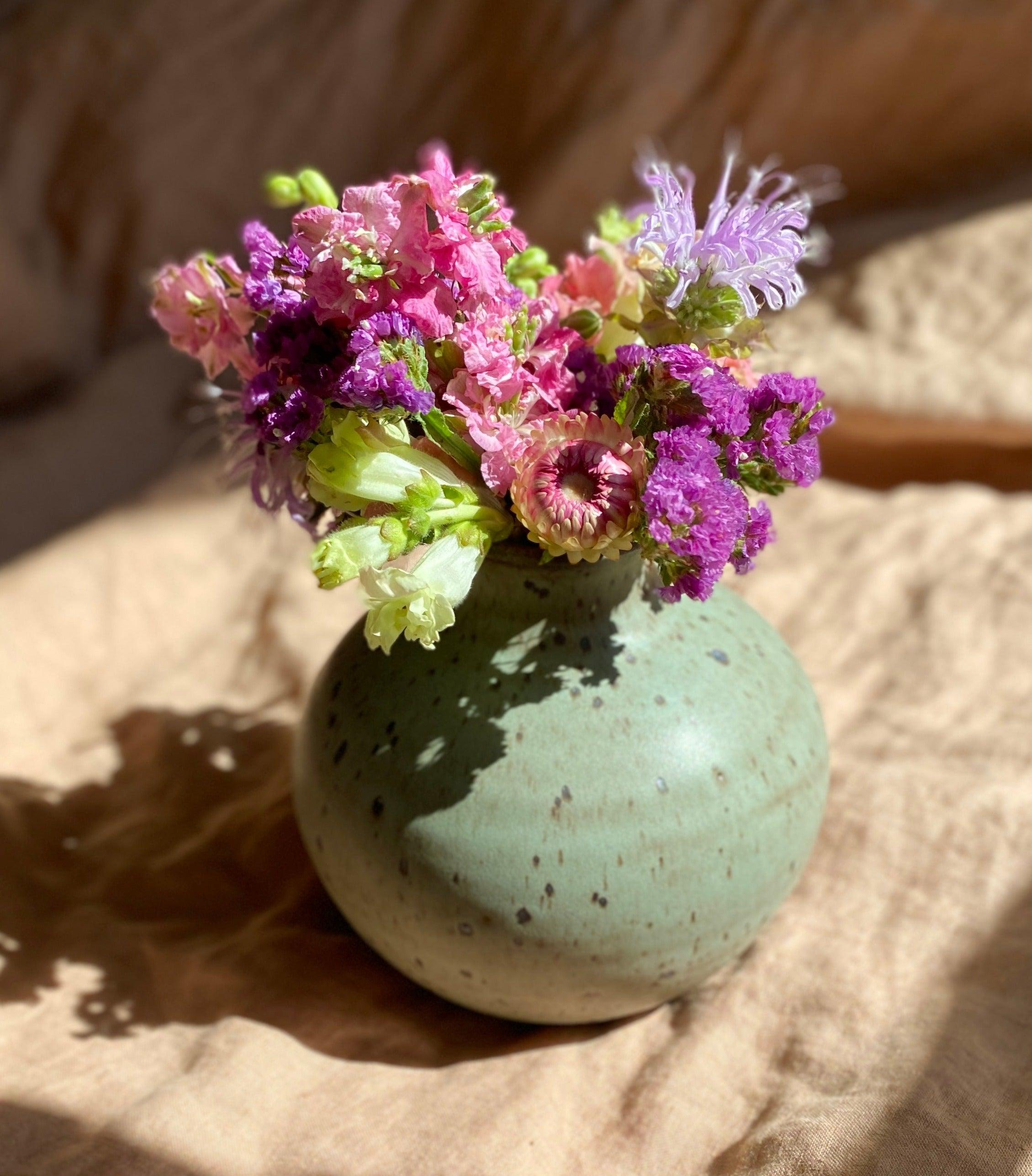 Blue speckled vase No. 7 - Dana Chieco Studio