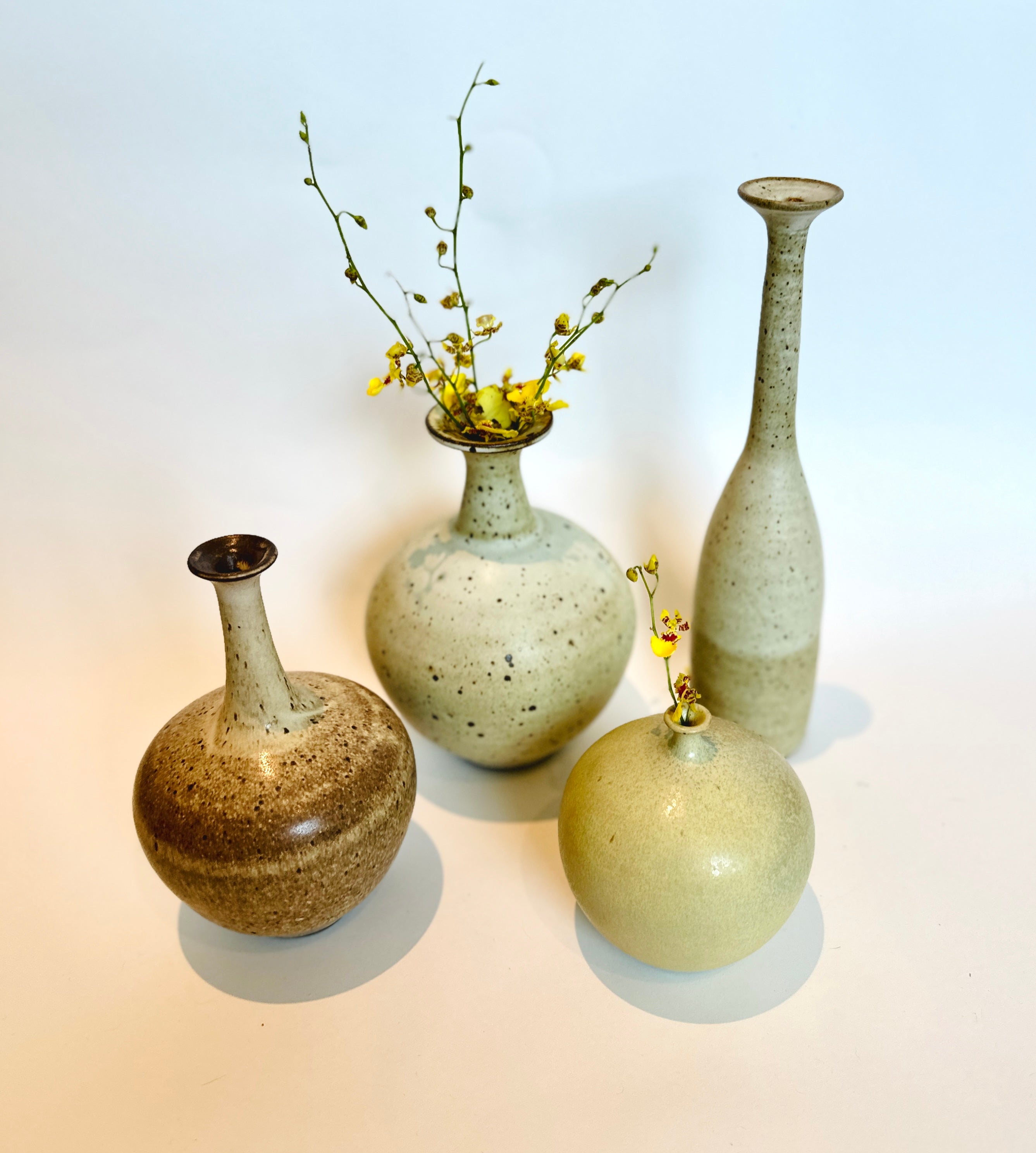 White speckled tall decorative bottle No. 7