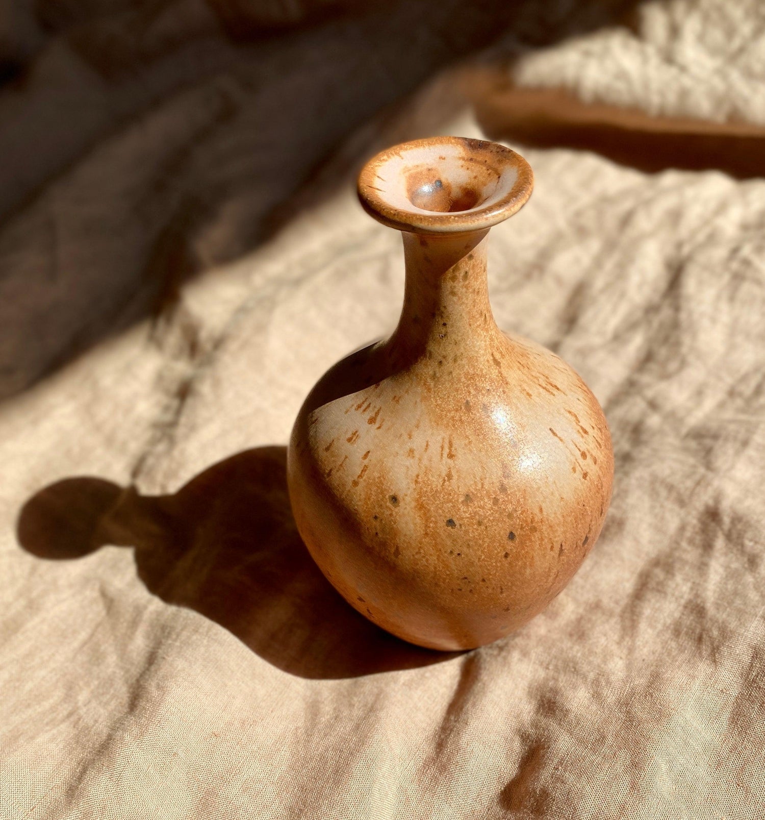 Pink/peach speckled bottle neck vase No. 6 - Dana Chieco Studio