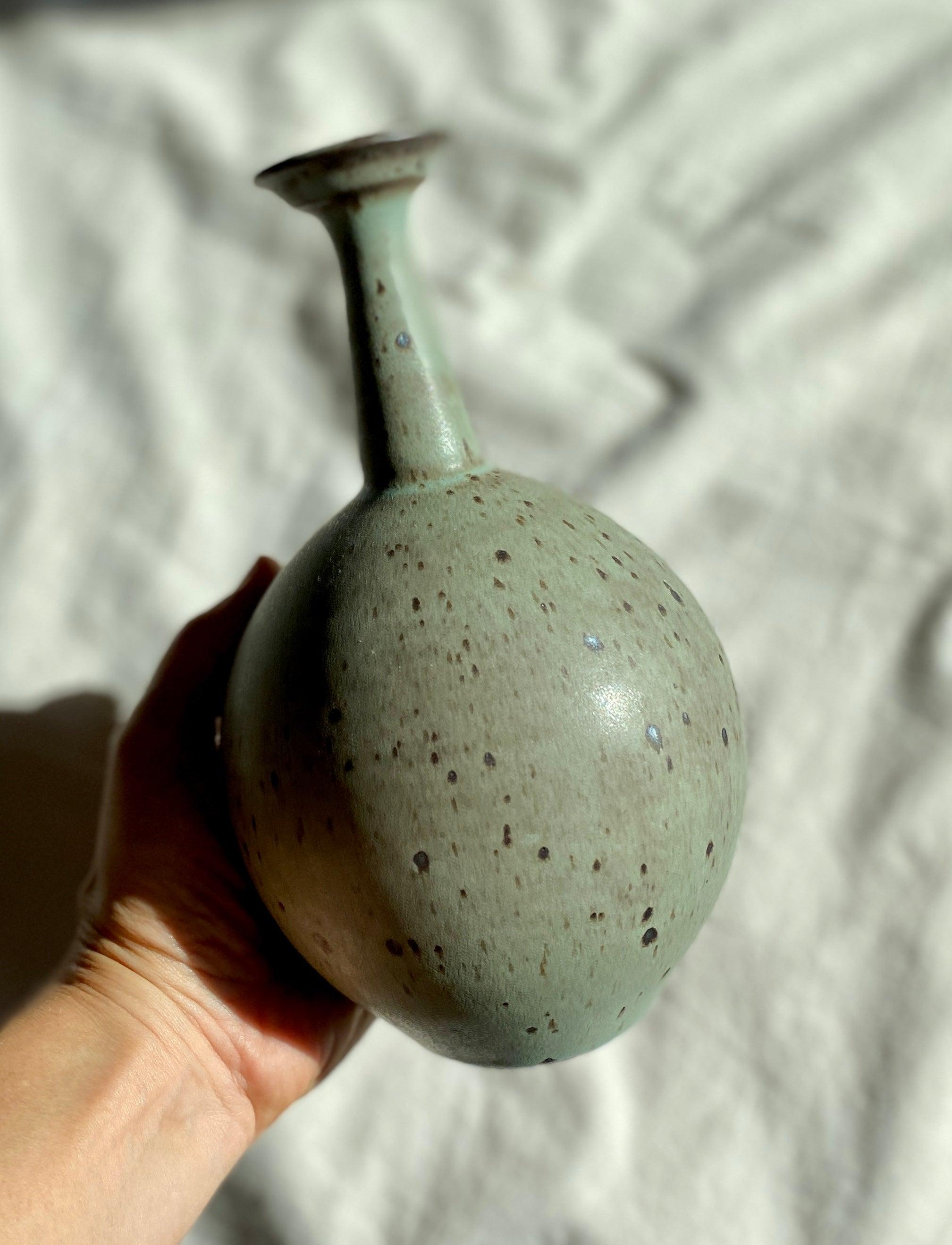 Blue speckled bottle-neck vase No. 9 - Dana Chieco Studio