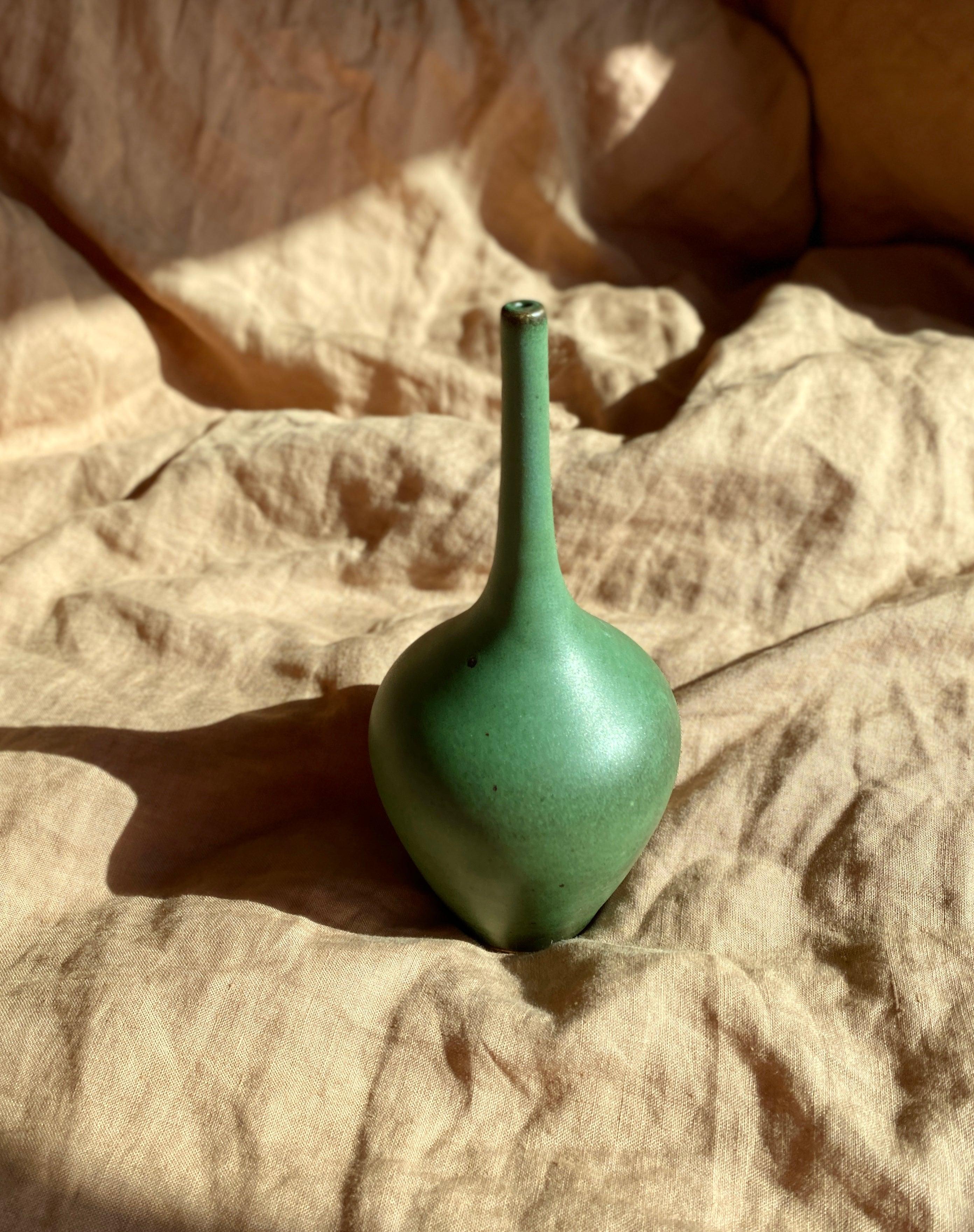 Green decorative skinny-neck vase No. 5 - Dana Chieco Studio