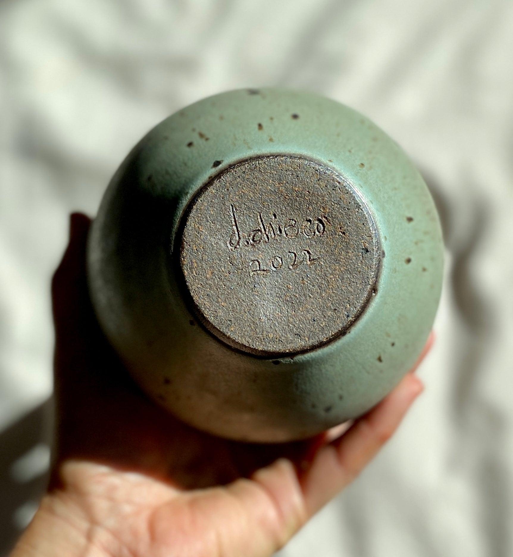 Blue speckled bottle-neck vase No. 9 - Dana Chieco Studio