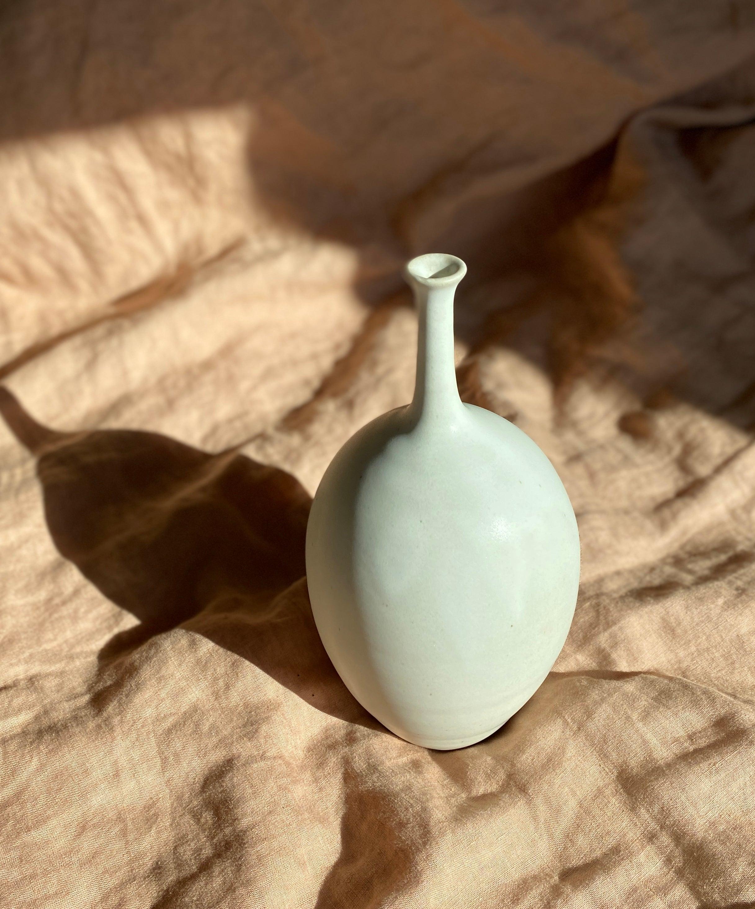 Matte white bottle-neck decorative vase No. 15 - Dana Chieco Studio