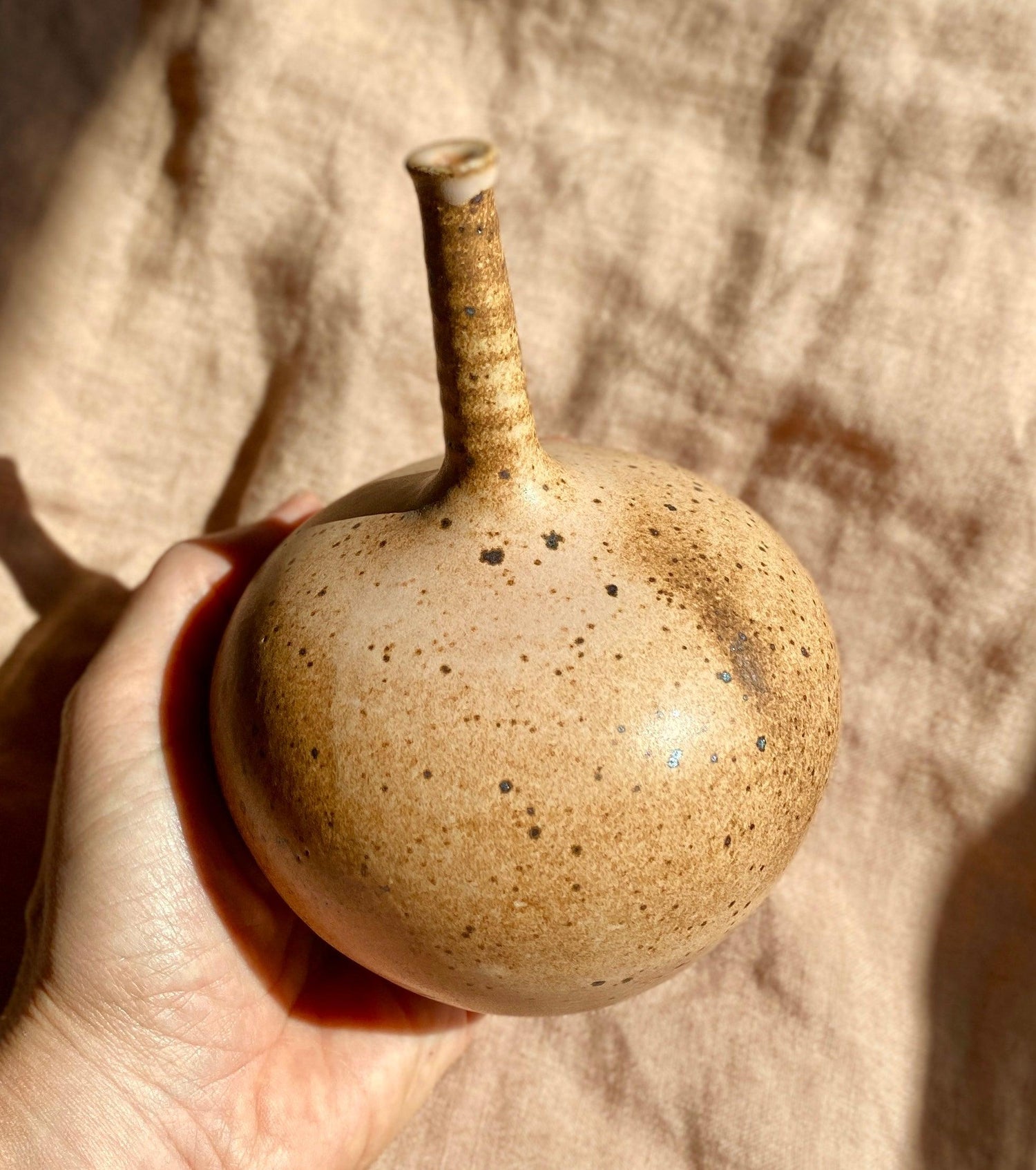Pink/peach speckled skinny neck vase No. 4 - Dana Chieco Studio