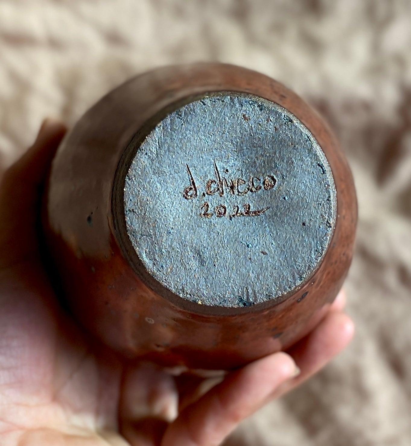Dark shino speckled flared-neck bottle No. 2 - Dana Chieco Studio