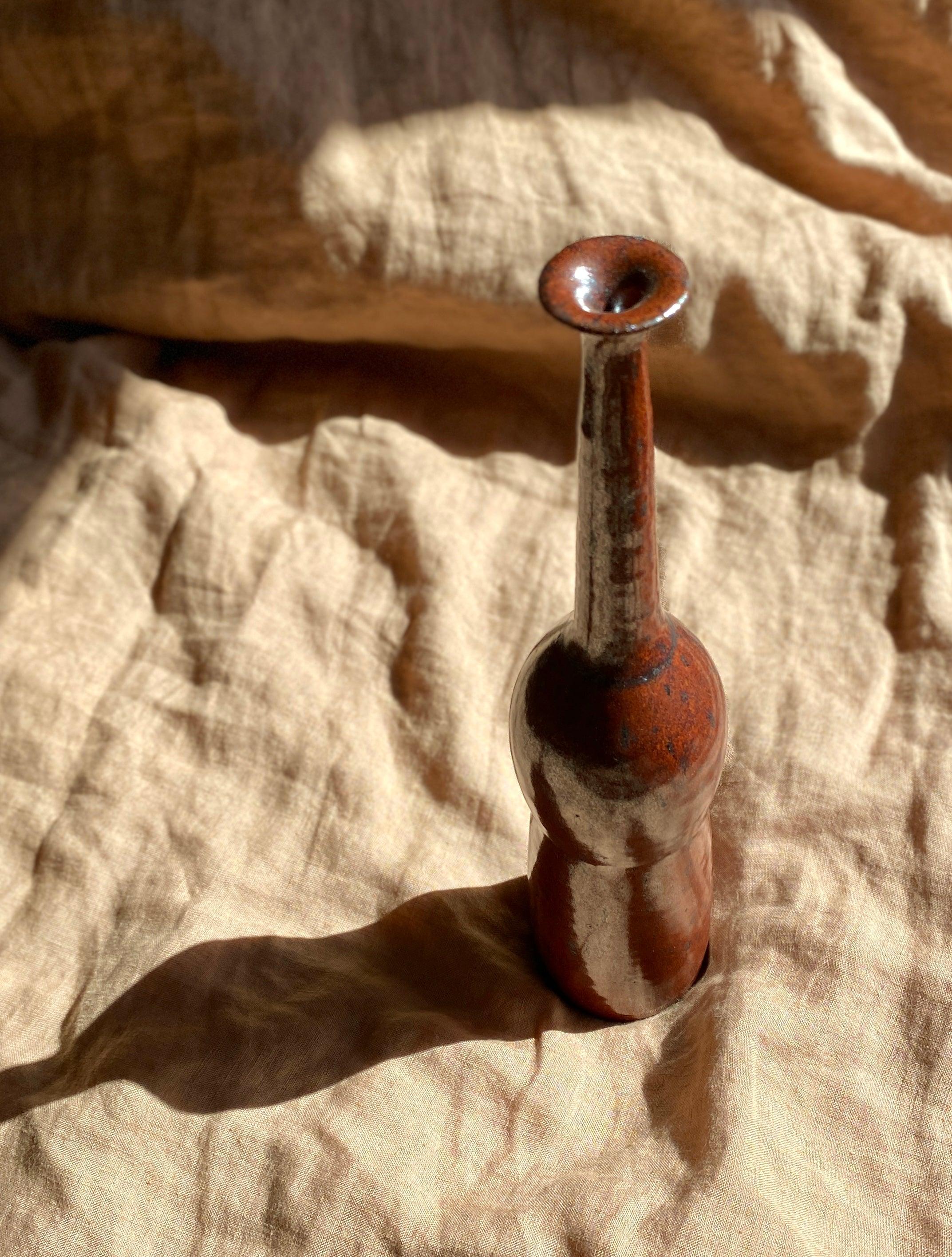 Red speckled decorative bottle No. 4 - Dana Chieco Studio