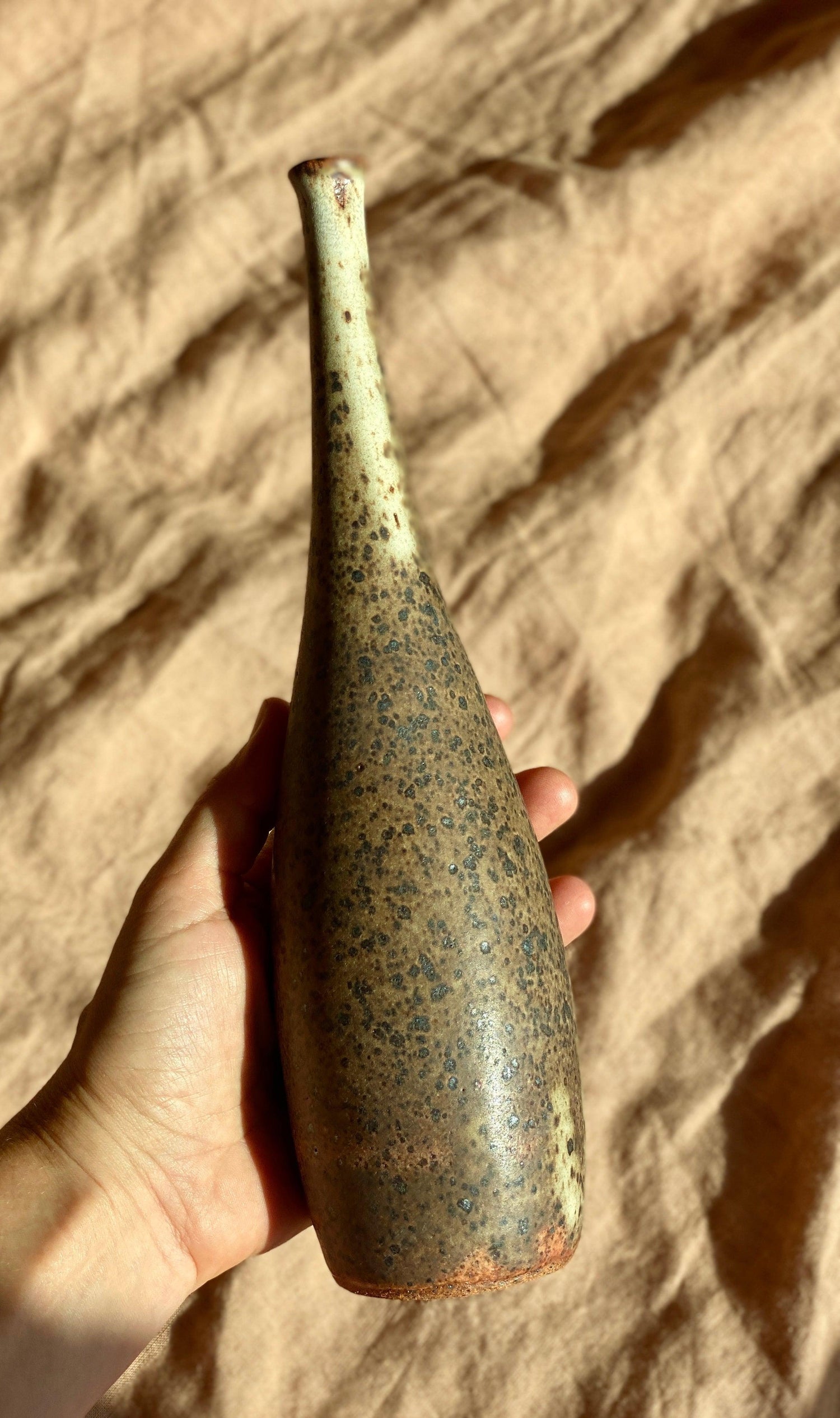 Matte white speckled decorative bottle No. 9 - Dana Chieco Studio