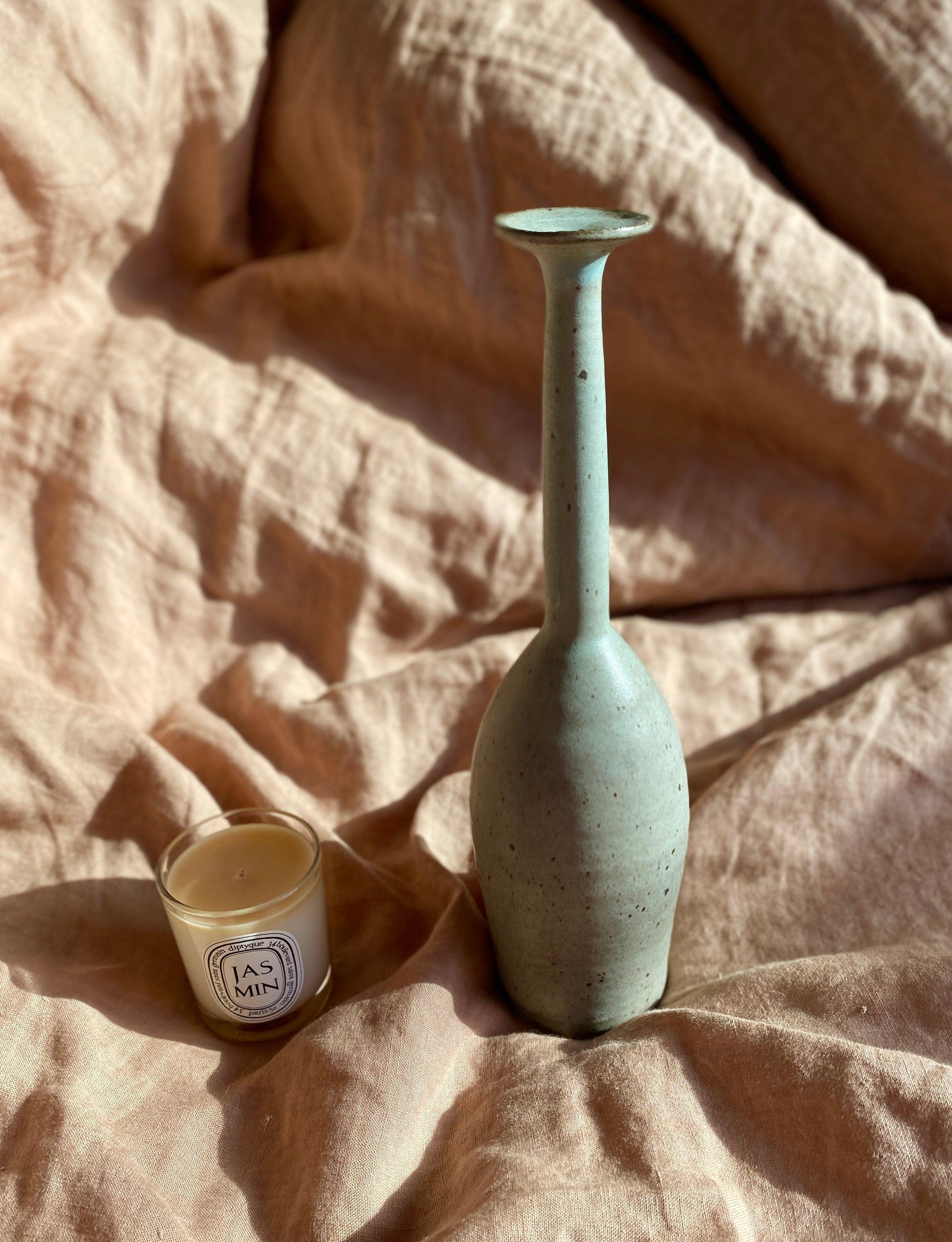 Blue speckled decorative bottle No. 4 - Dana Chieco Studio