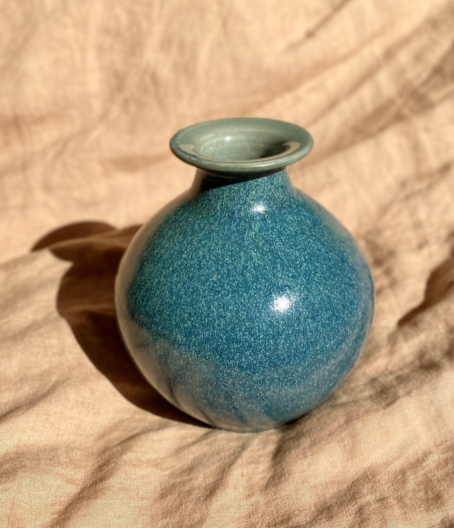 Blue and celadon medium vase - Dana Chieco Studio
