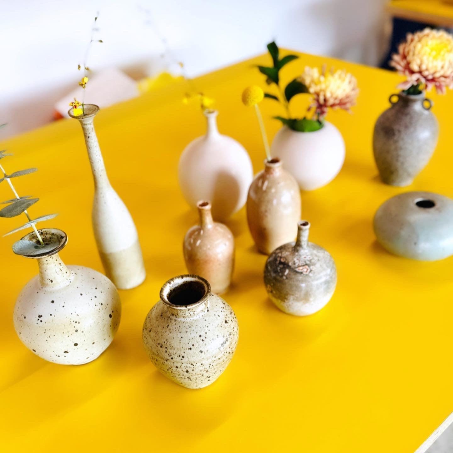 White speckled tall decorative bottle No. 7