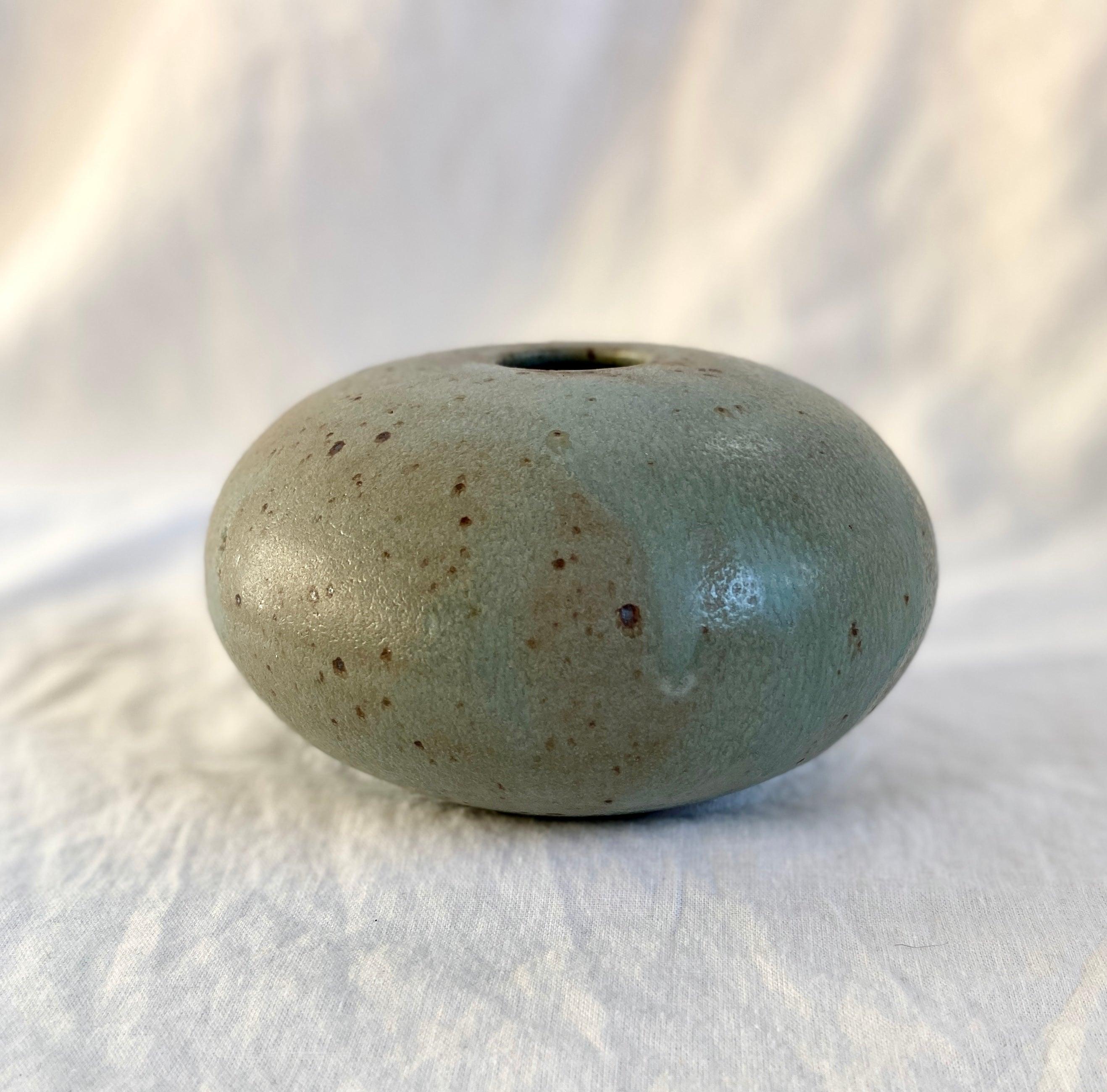 Blue speckled wide vessel - Dana Chieco Studio